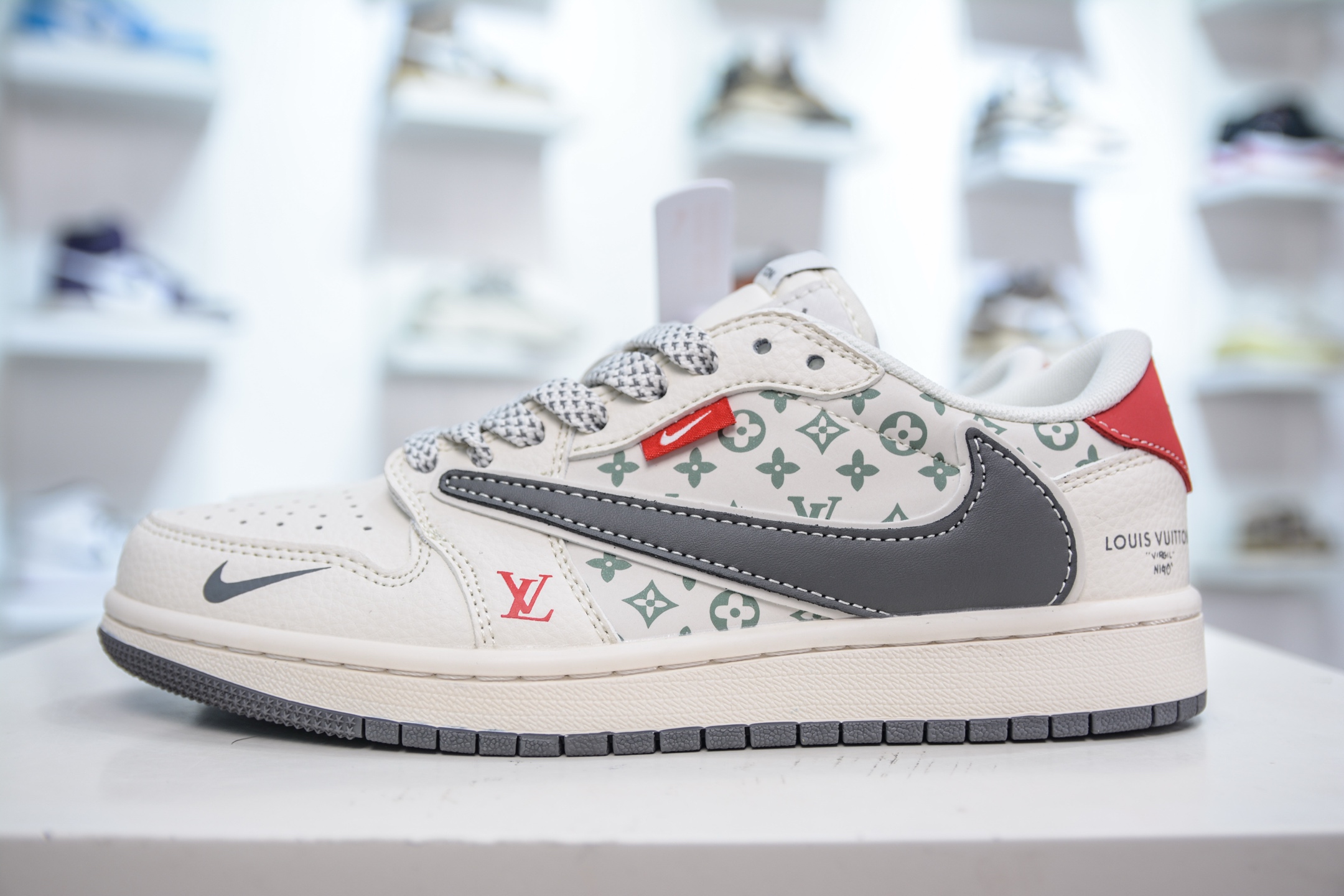 TS x Air Jordan x Louis Vuitton Air Jordan 1 Low - White Grey Red 1 i1751038160046 7930 0 0