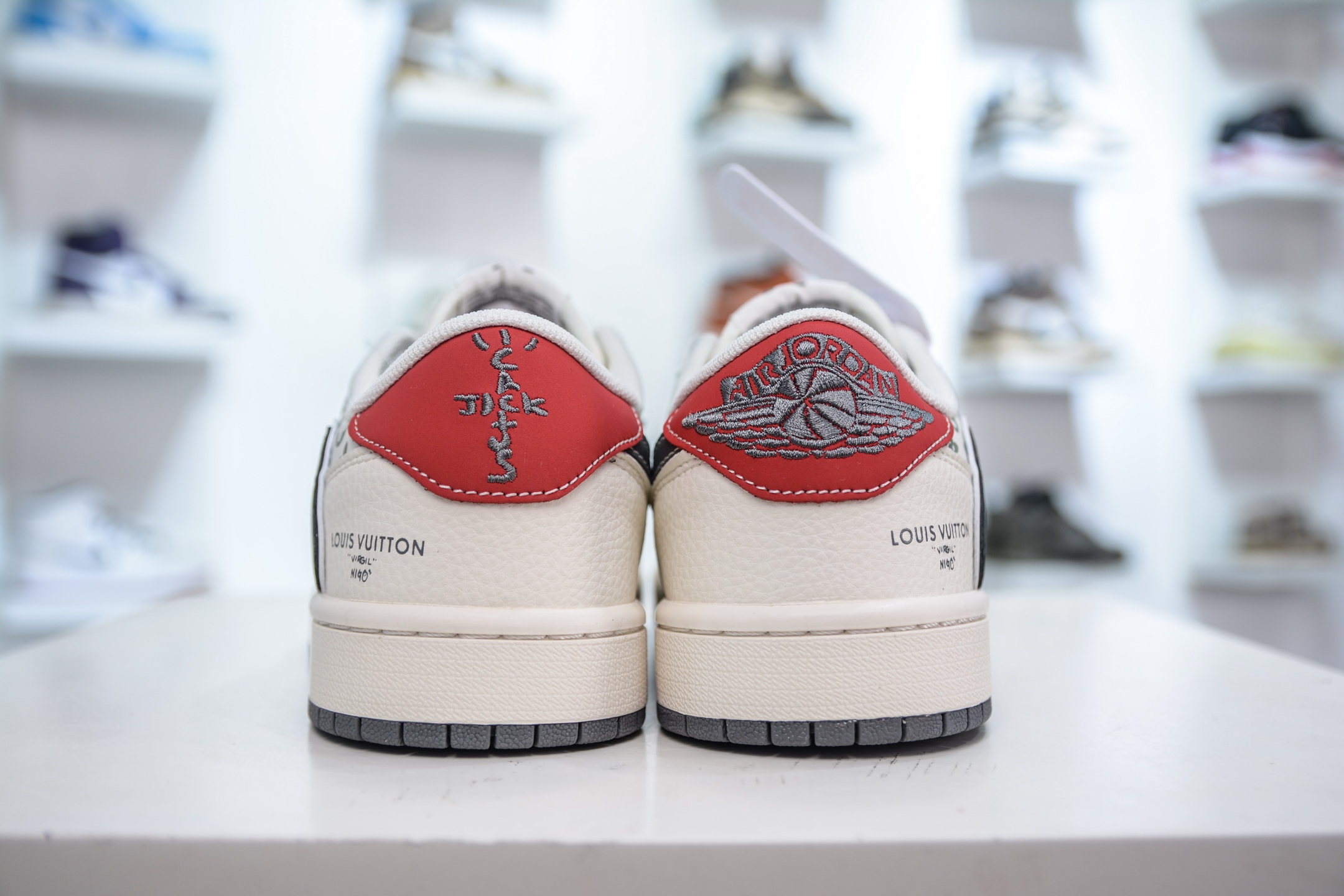 TS x Air Jordan x Louis Vuitton Air Jordan 1 Low - White Grey Red 2 i1751038161656 9446 0 1