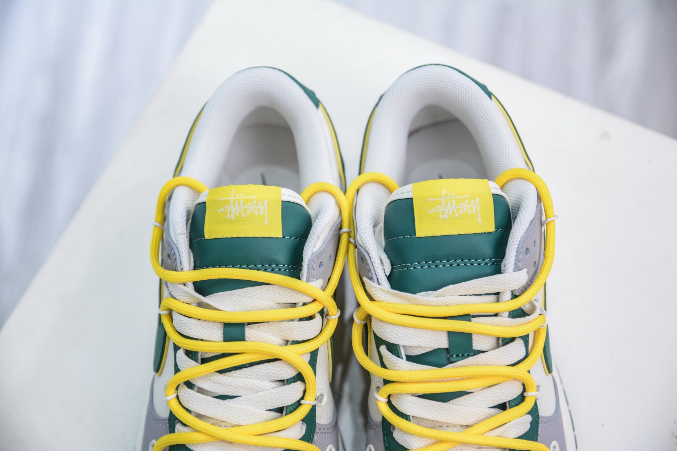 Nike SB Dunk Low x Stussy White Gray Green Yellow, Men's Sneakers 9 i1751038853980 6832 0 7