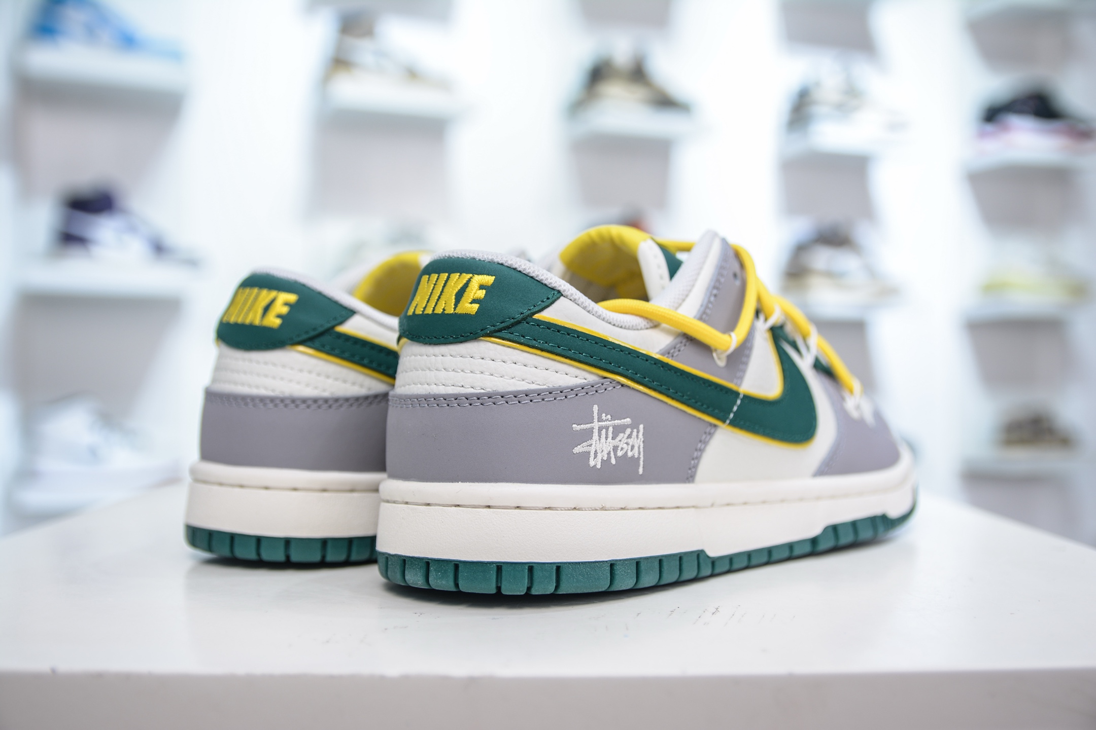 Nike SB Dunk Low x Stussy White Gray Green Yellow, Men's Sneakers 7 i1751038855013 3631 0 5