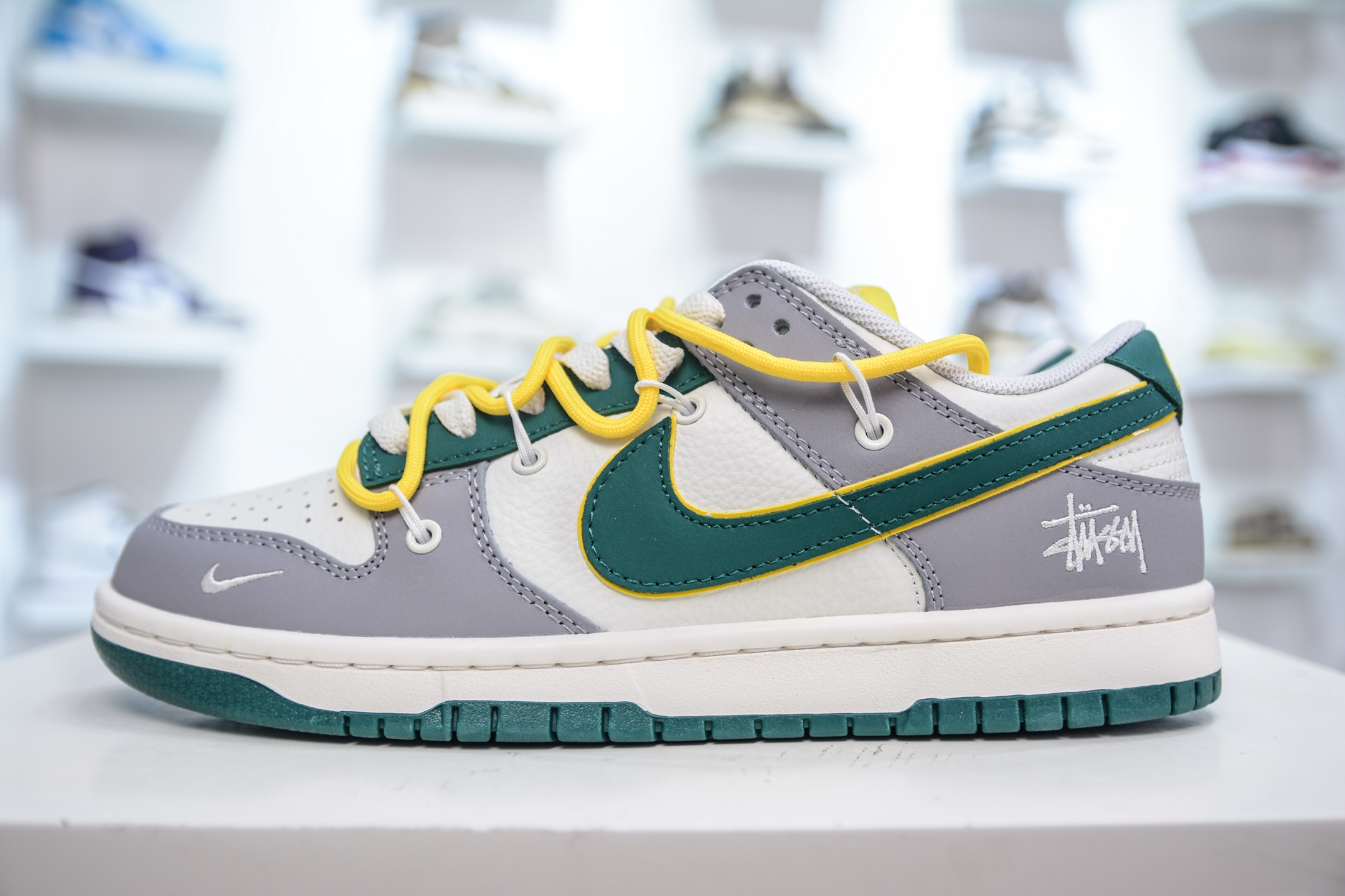 Nike SB Dunk Low x Stussy White Gray Green Yellow, Men's Sneakers 2 i1751038855072 4301 0 0