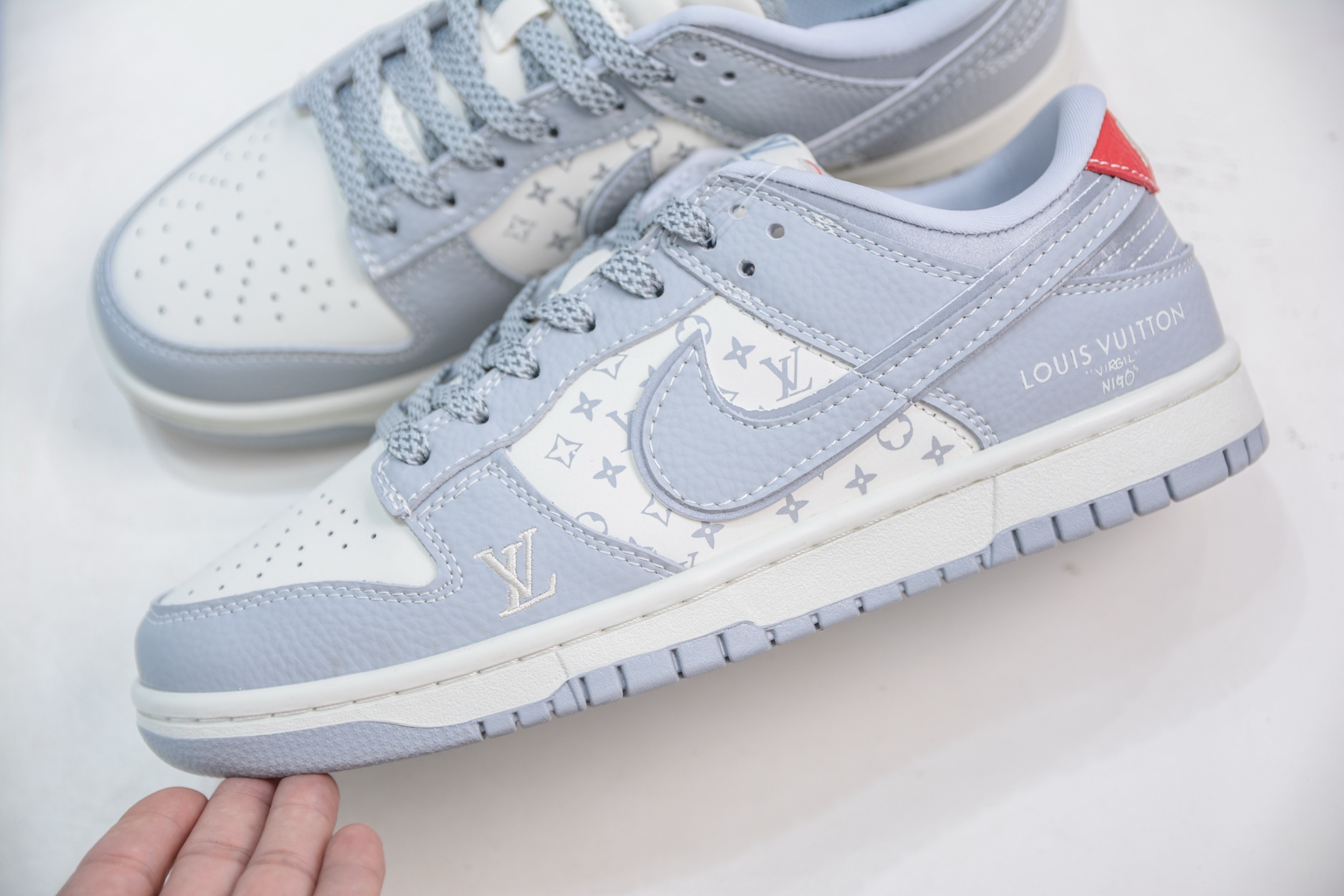 Nike SB Dunk Low x Louis Vuitton Grey White Designer Sneakers 7 i1751127504897 1437 0 6