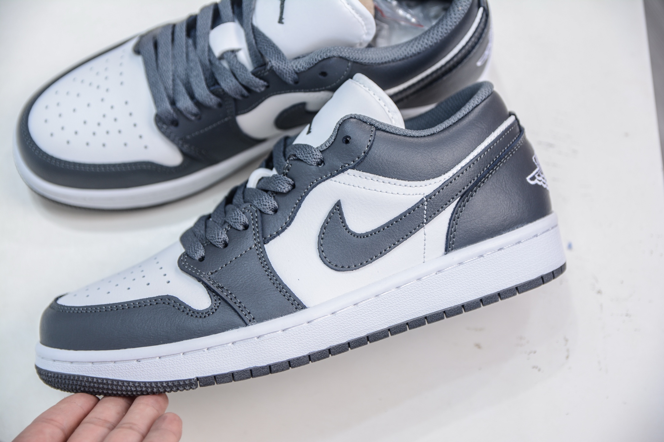Air Jordan 1 Low Grey White Casual Sneakers, Premium Leather, Comfortable Fit 7 i1751467844315 4524 0 6