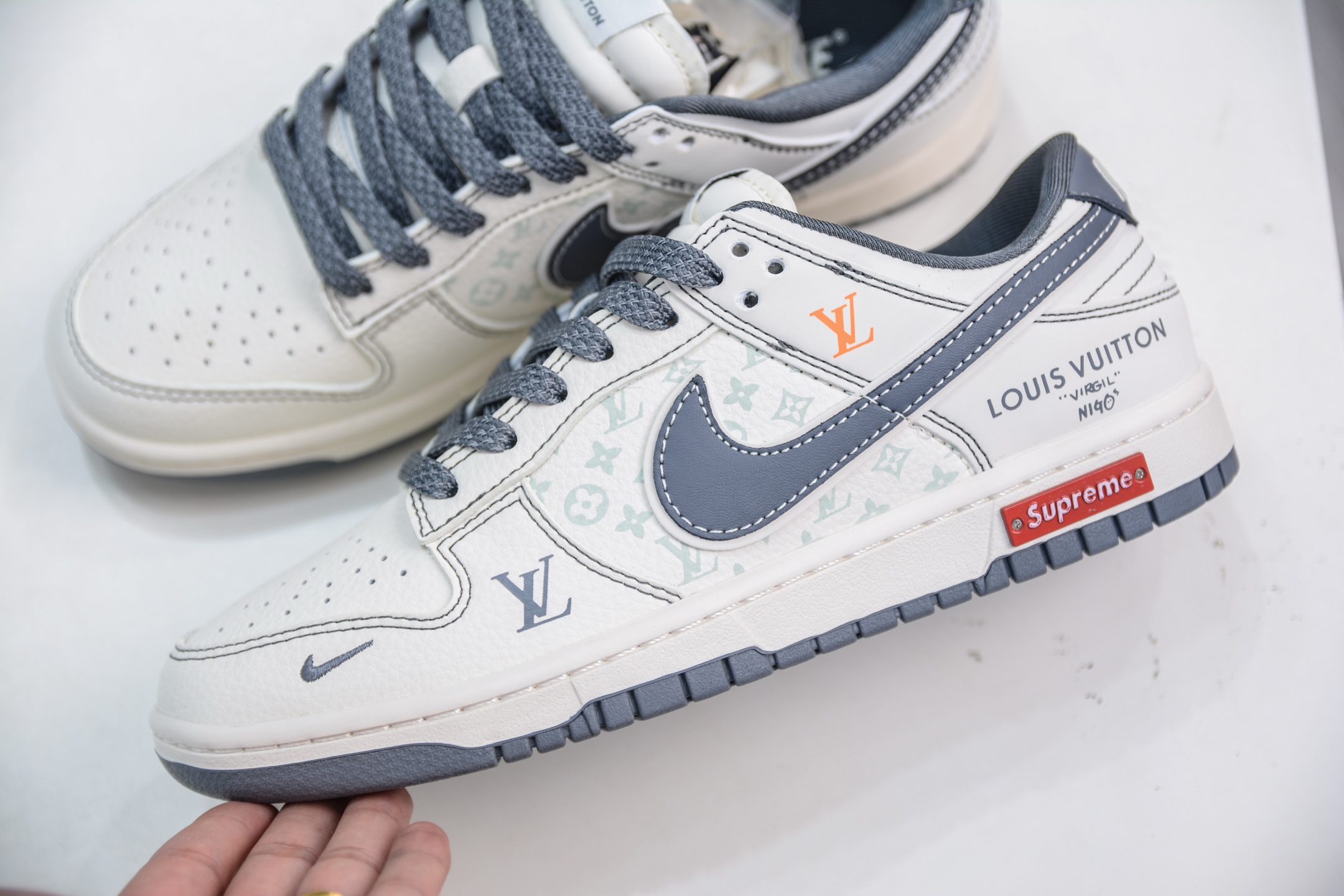 Louis Vuitton x Nike Dunk Low Sneakers - Cream/Gray, Premium Quality, All Sizes 8 i1751637793611 7851 0 6