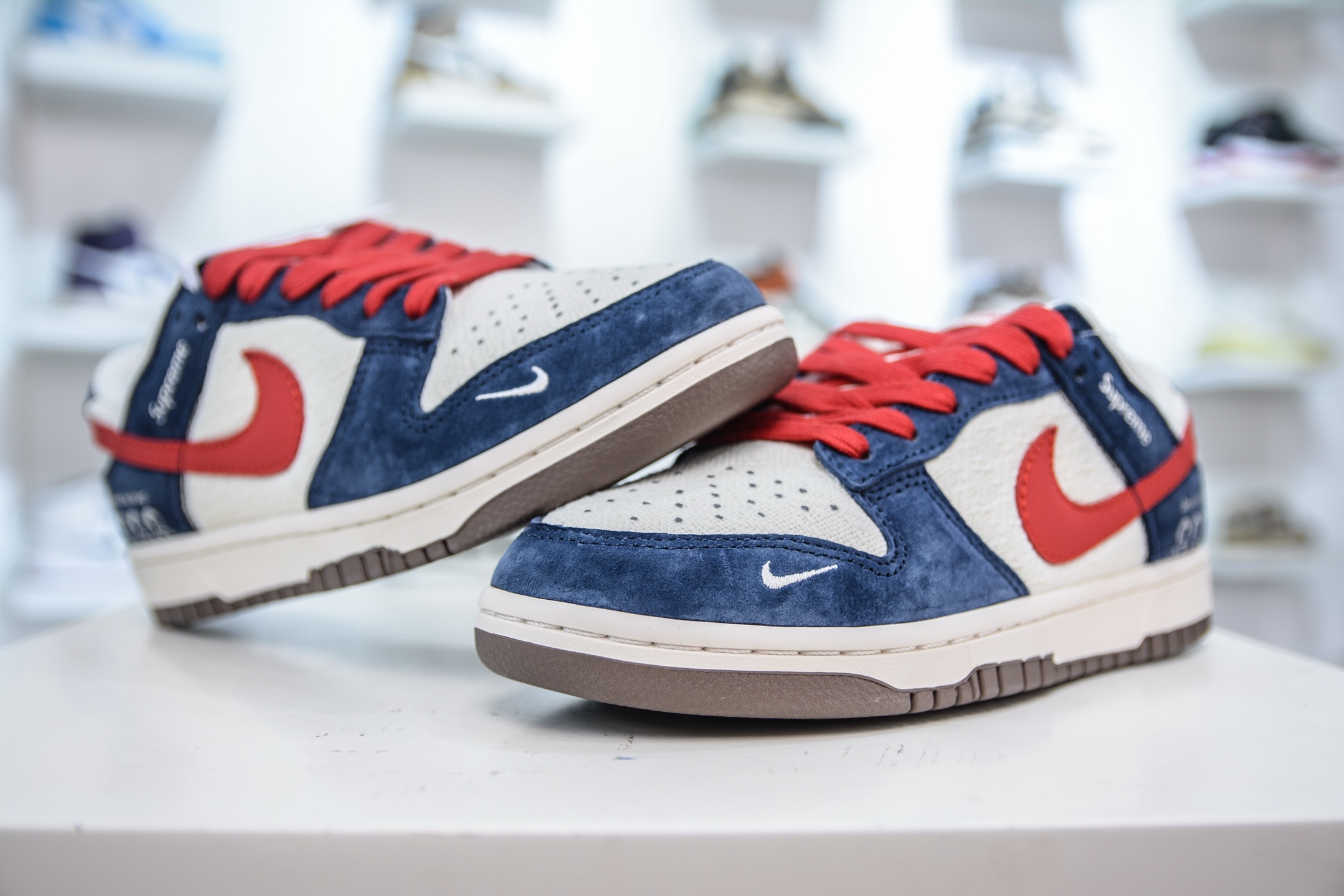 Nike SB Dunk Low x Supreme Collab Sneakers - White, Blue & Red 4 i1751638793509 478 0 3