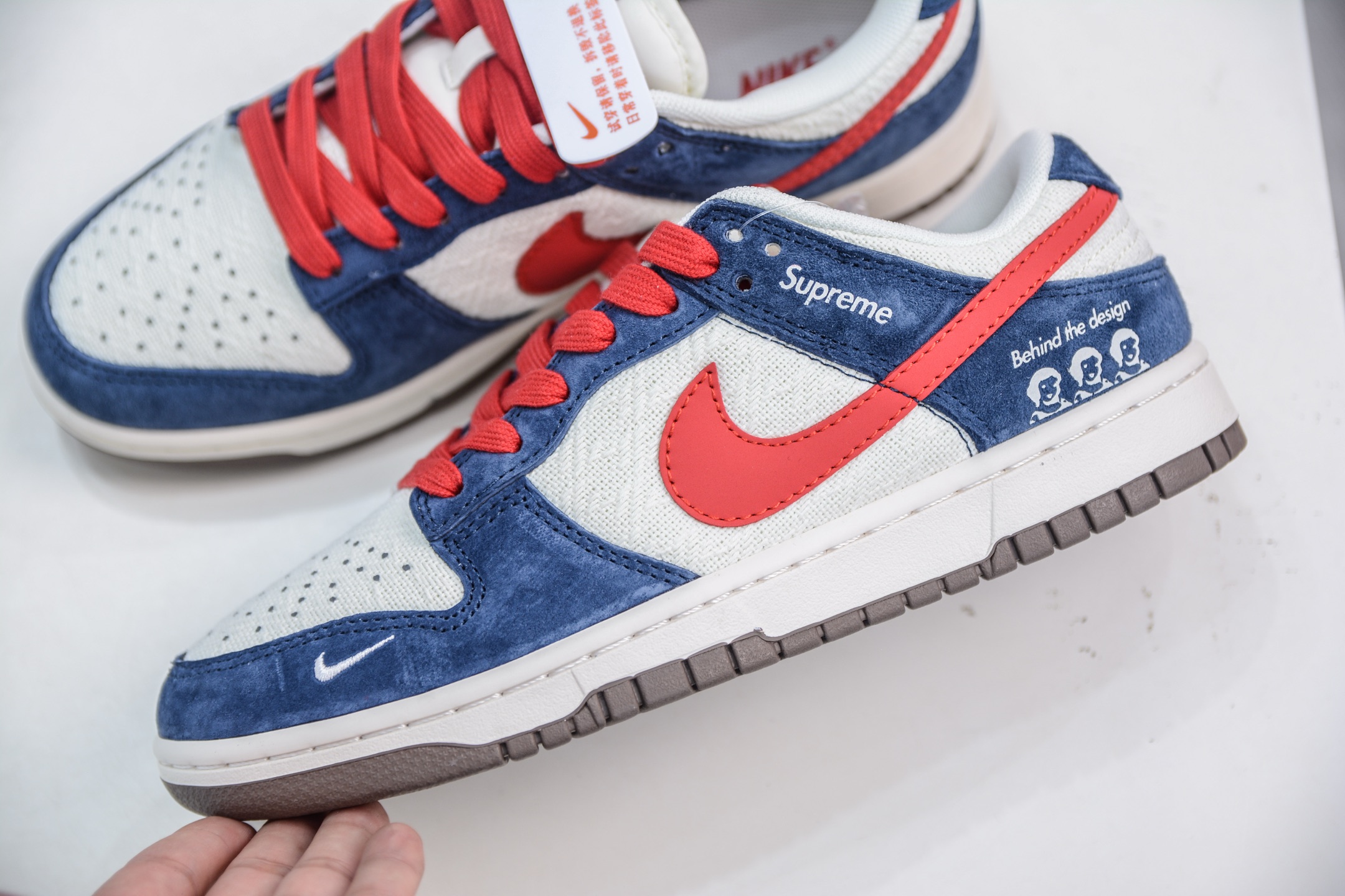 Nike SB Dunk Low x Supreme Collab Sneakers - White, Blue & Red 7 i1751638795205 3941 0 6