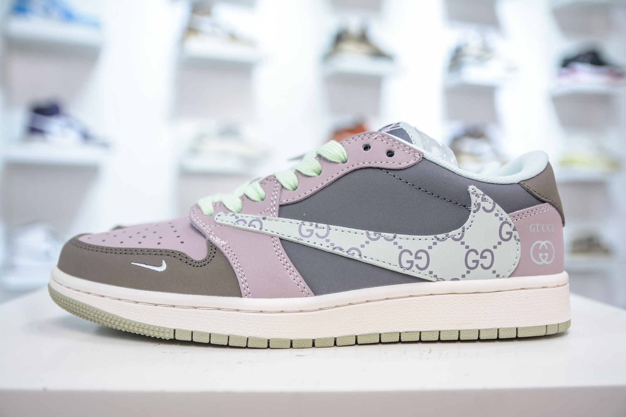 TS x Air Jordan 1 Low Gucci Collab - Gray, Green & Pink Custom Sneakers 1 i1751638849343 821 0 0