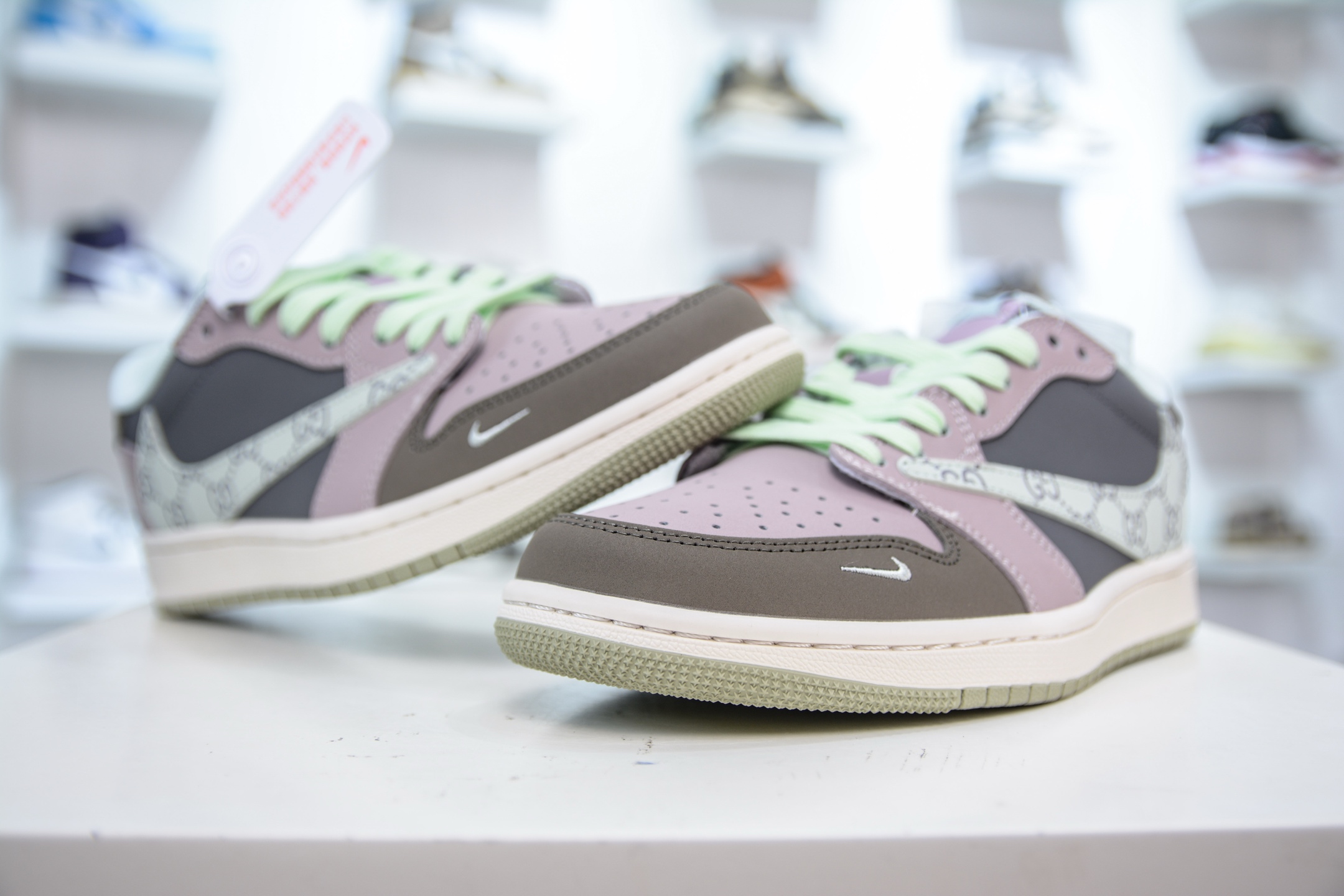 TS x Air Jordan 1 Low Gucci Collab - Gray, Green & Pink Custom Sneakers 4 i1751638850492 3038 0 3