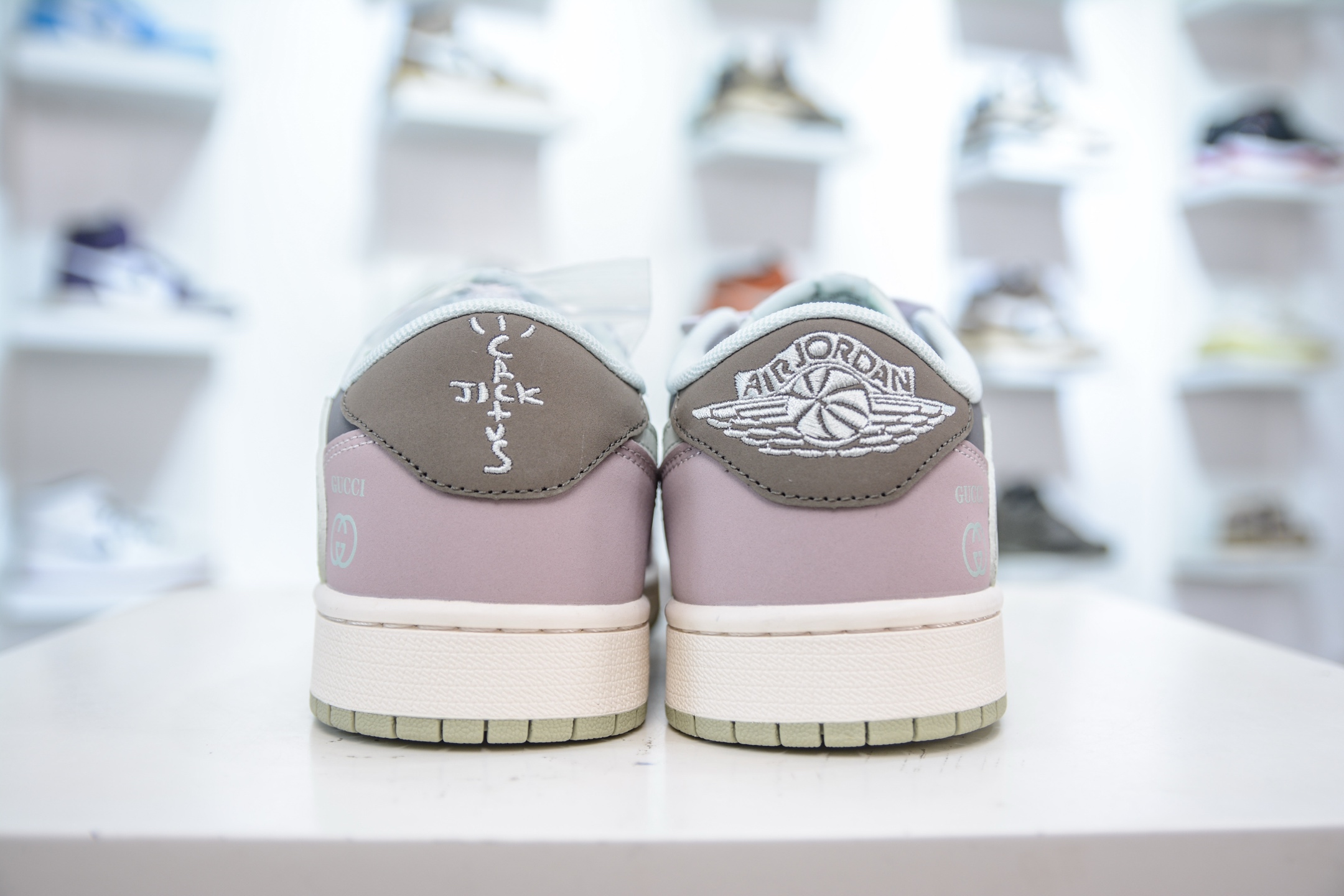 TS x Air Jordan 1 Low Gucci Collab - Gray, Green & Pink Custom Sneakers 2 i1751638850522 8422 0 1