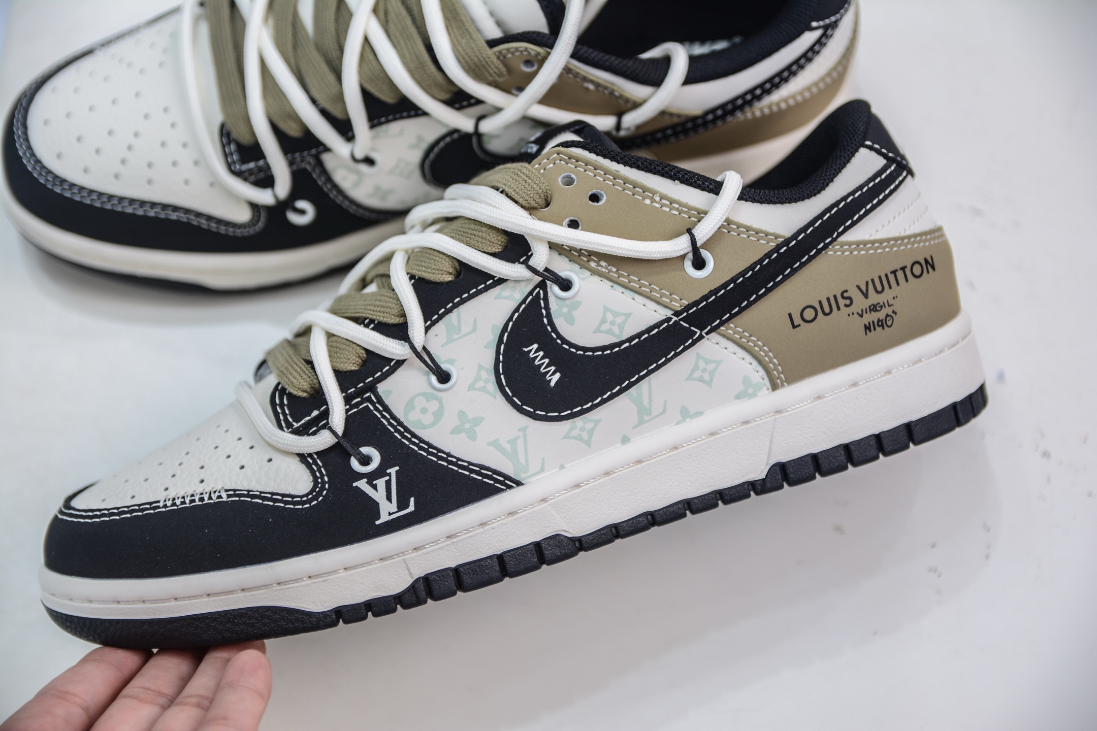 Nike SB Dunk Low x Louis Vuitton LV联名-白黑棕绑带 YX5066-371