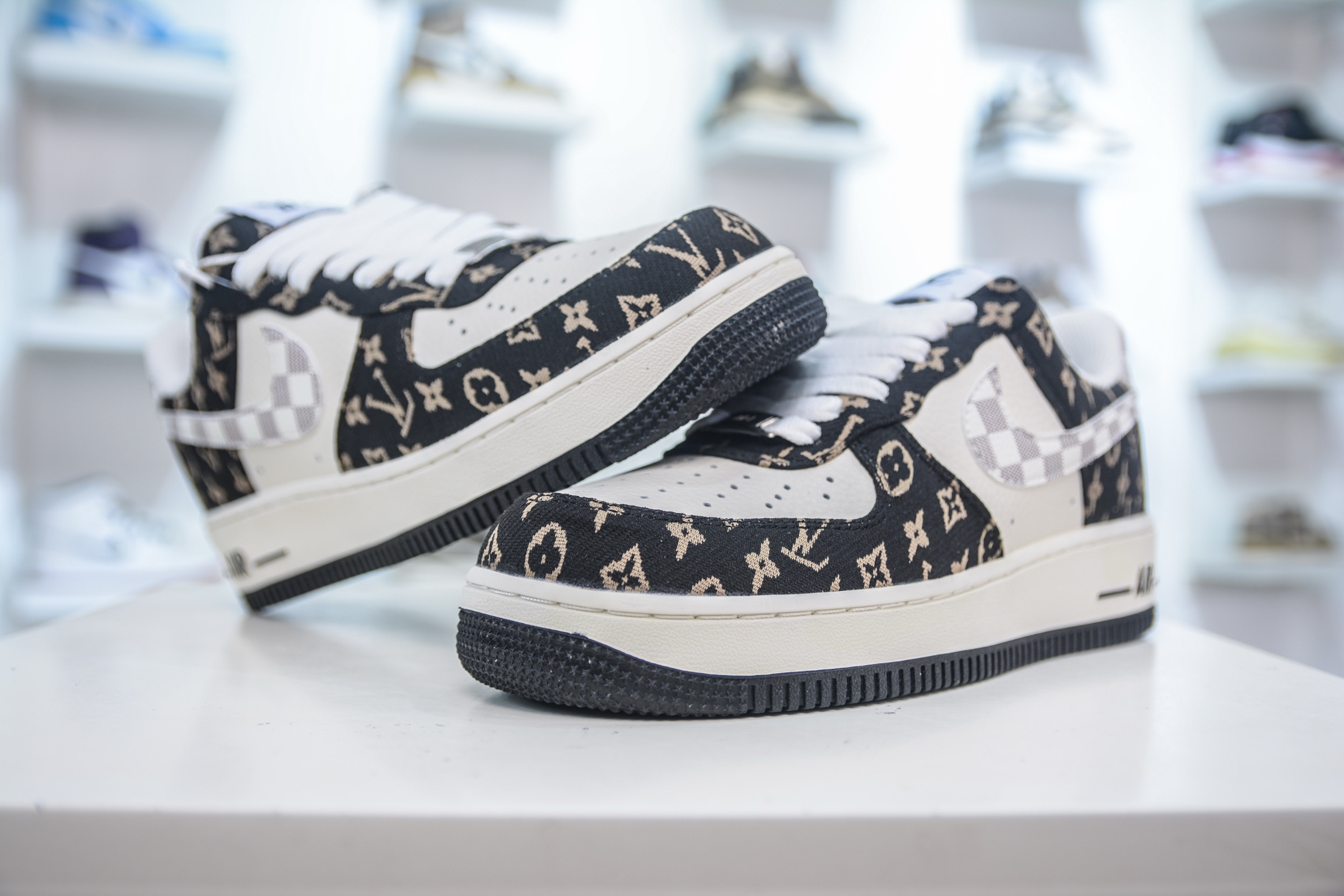 Nike Air Force 1 Low x Louis Vuitton Black White Custom Sneakers 5 i1754410701388 3734 0 3