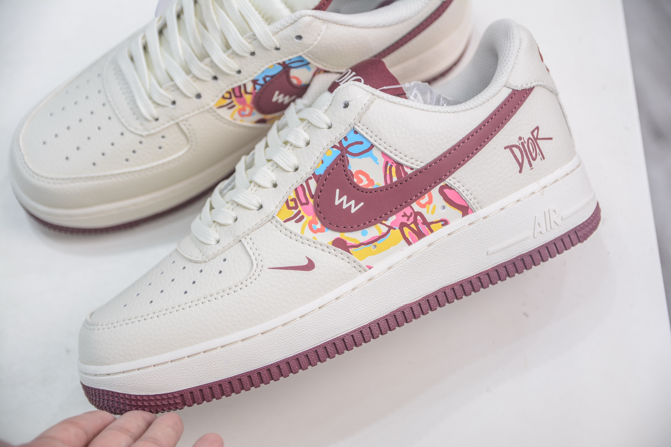 Nike Air Force 1 Low '07 x Dior - Beige/Burgundy Graffiti Edition 8 i1754586917096 6748 0 6