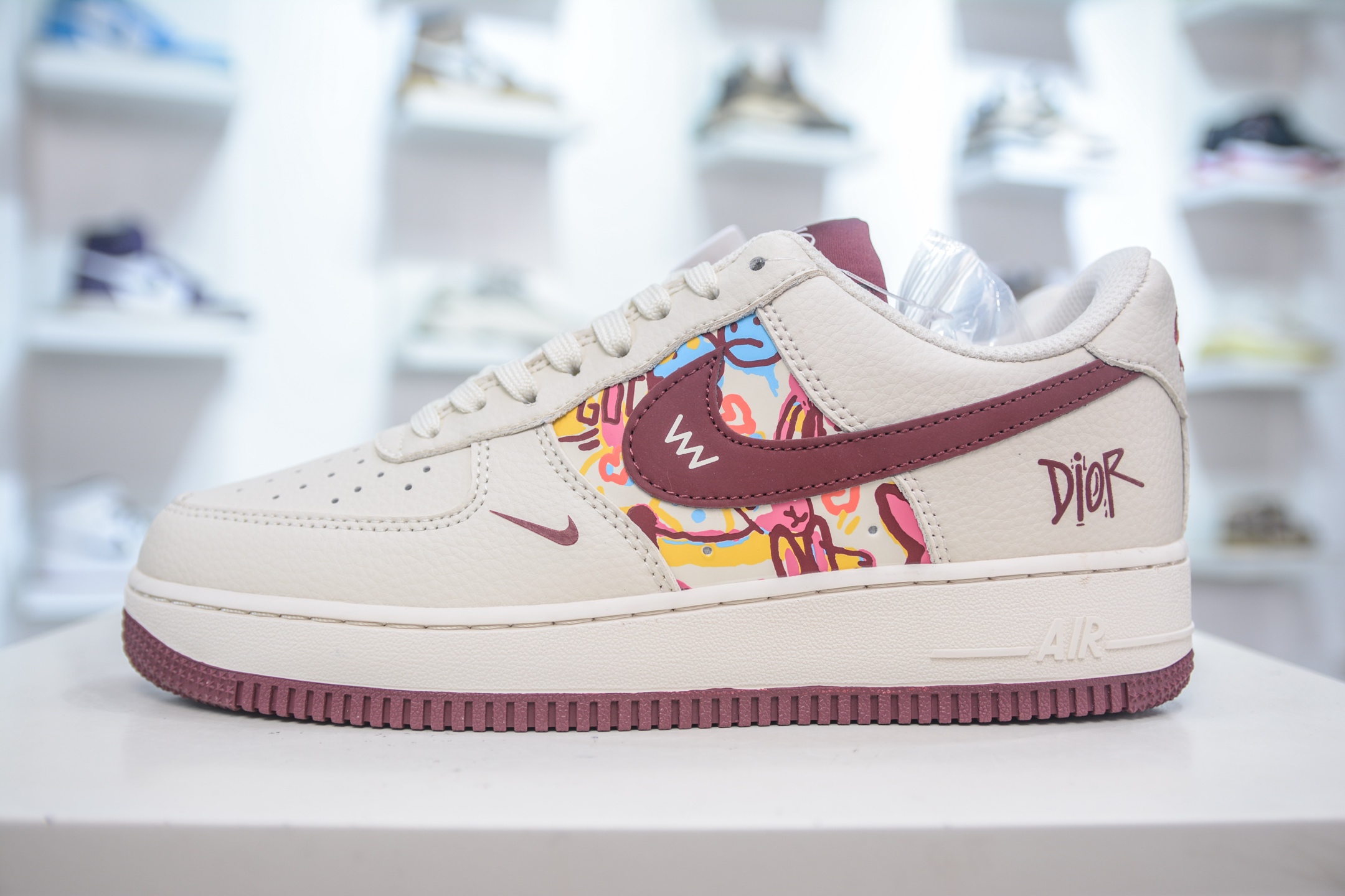 Nike Air Force 1 Low '07 x Dior - Beige/Burgundy Graffiti Edition 2 i1754586917173 4272 0 0