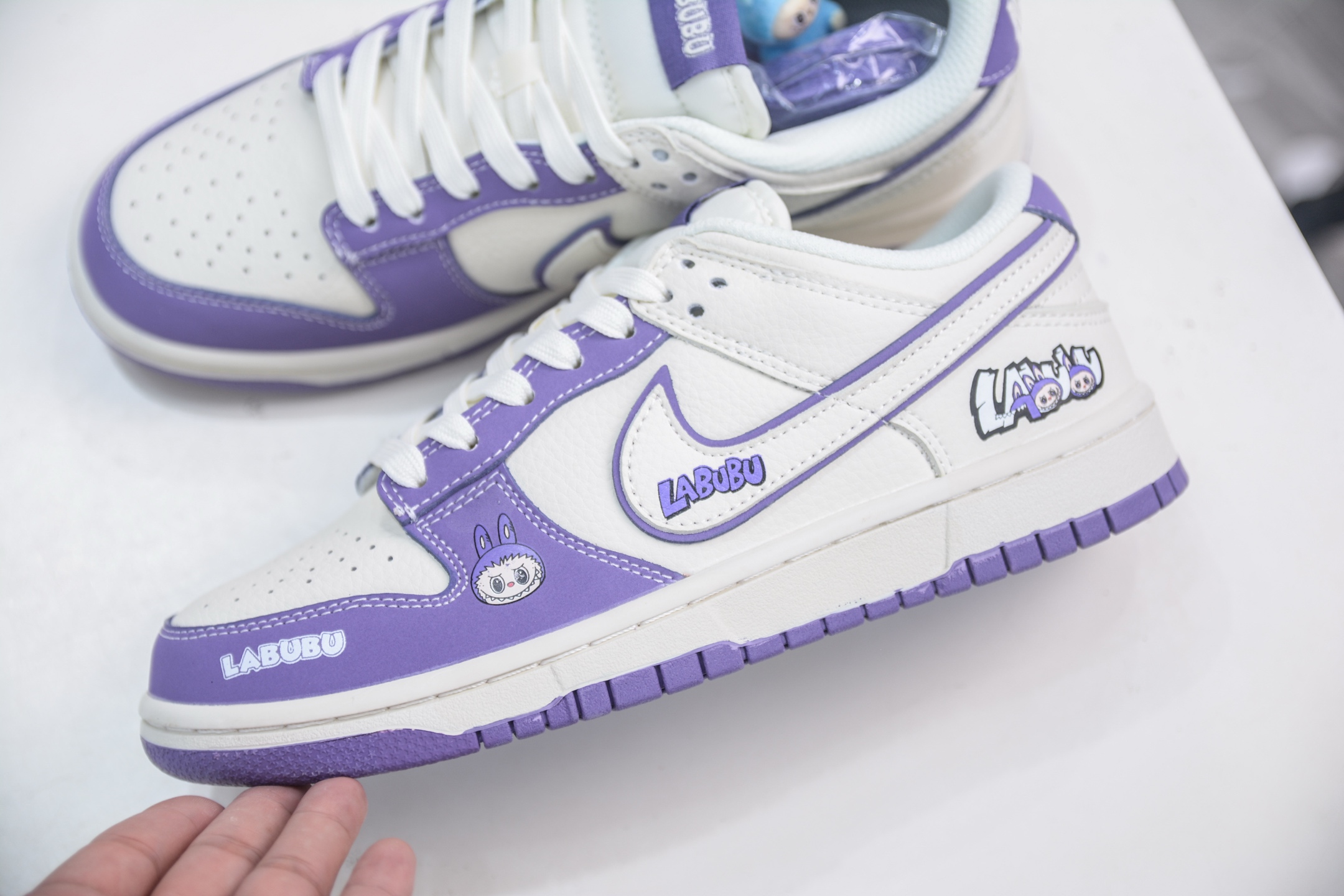 Nike SB Dunk Low x Labubu Collab - Cream & Purple Designer Sneakers 8 i1754587522781 9399 0 6