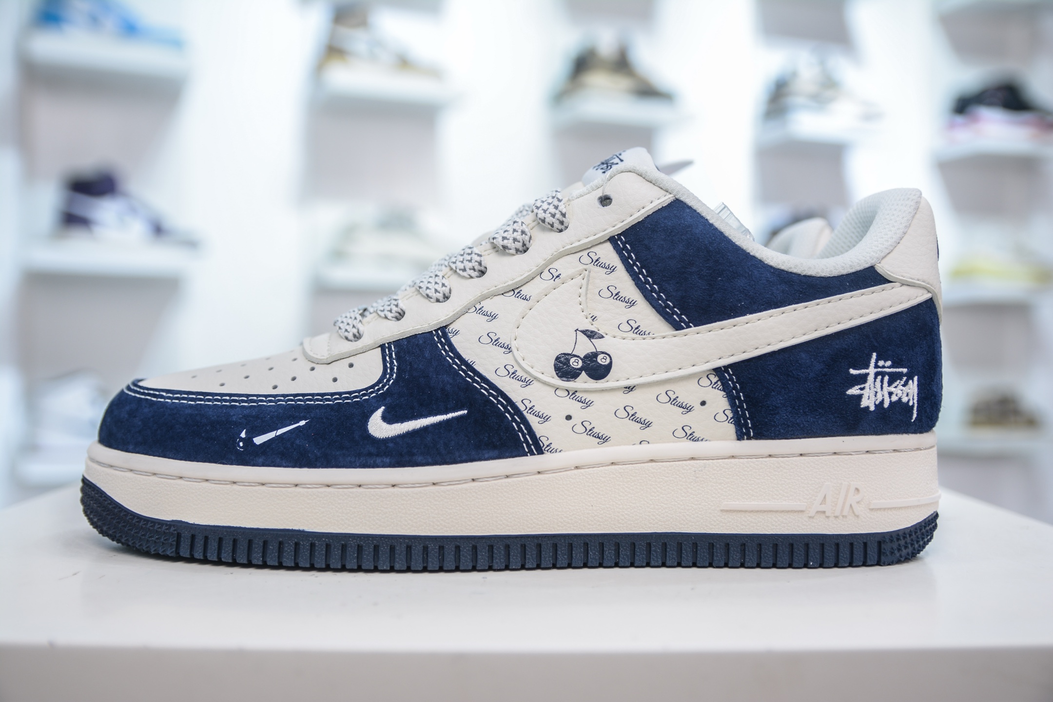 Stussy x Nike Air Force 1 Low White Deep Blue Collaboration Sneakers 2 i1754927847306 8869 0 0