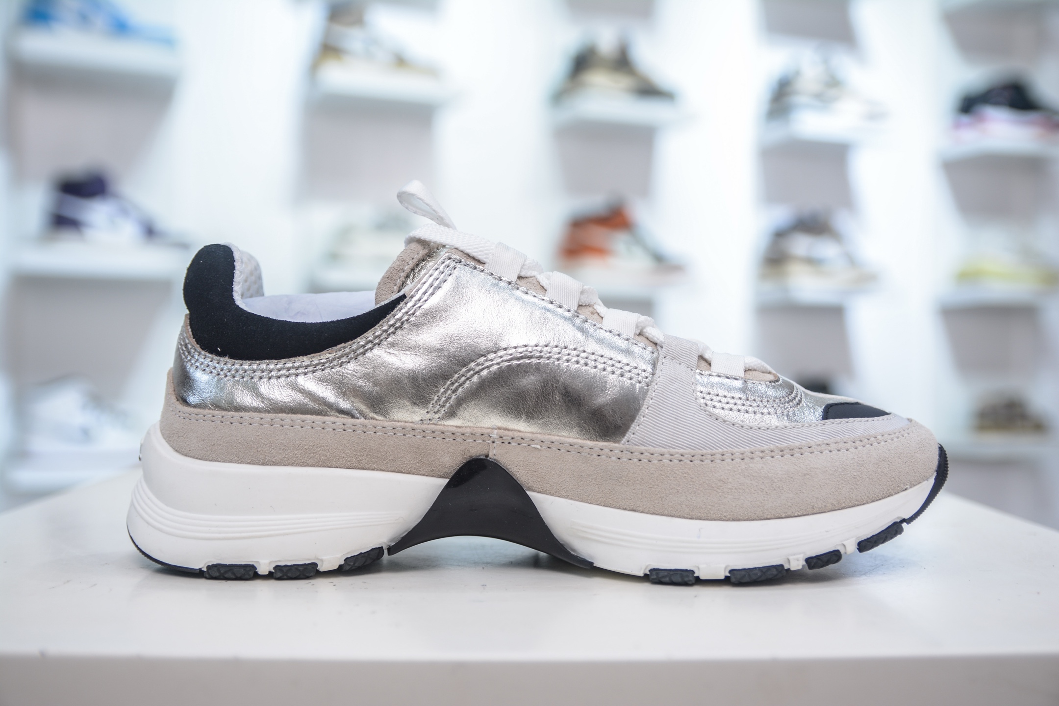 Chanel Women's Sneakers Silver Leather Low Top Lace-Up Casual Shoes 4 i1754928186448 4529 0 2