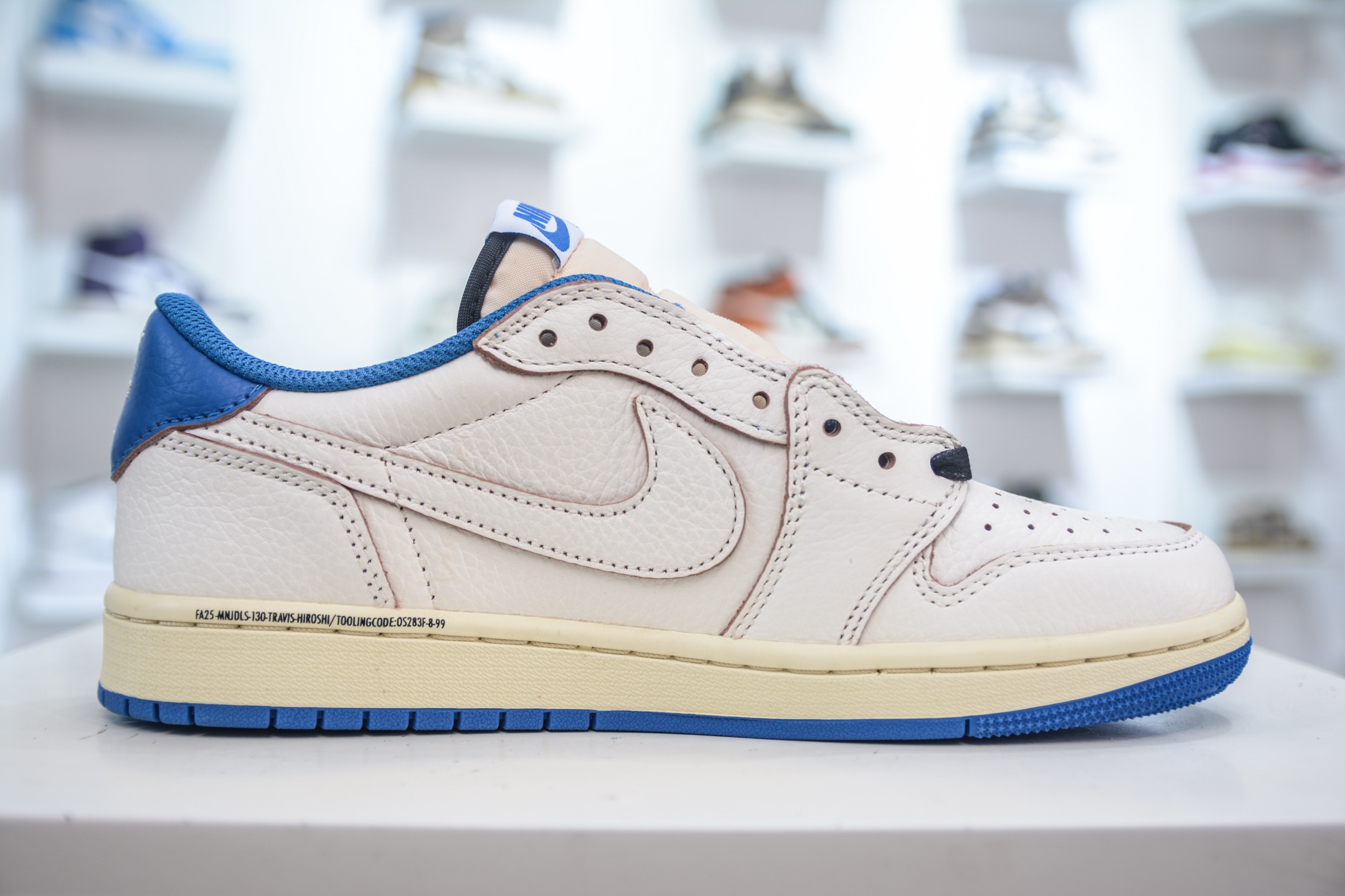 DT纯原 Travis Scott x Fragment x Air Jordan 1 Low TS联名倒钩低帮 白蓝 DM7866-104