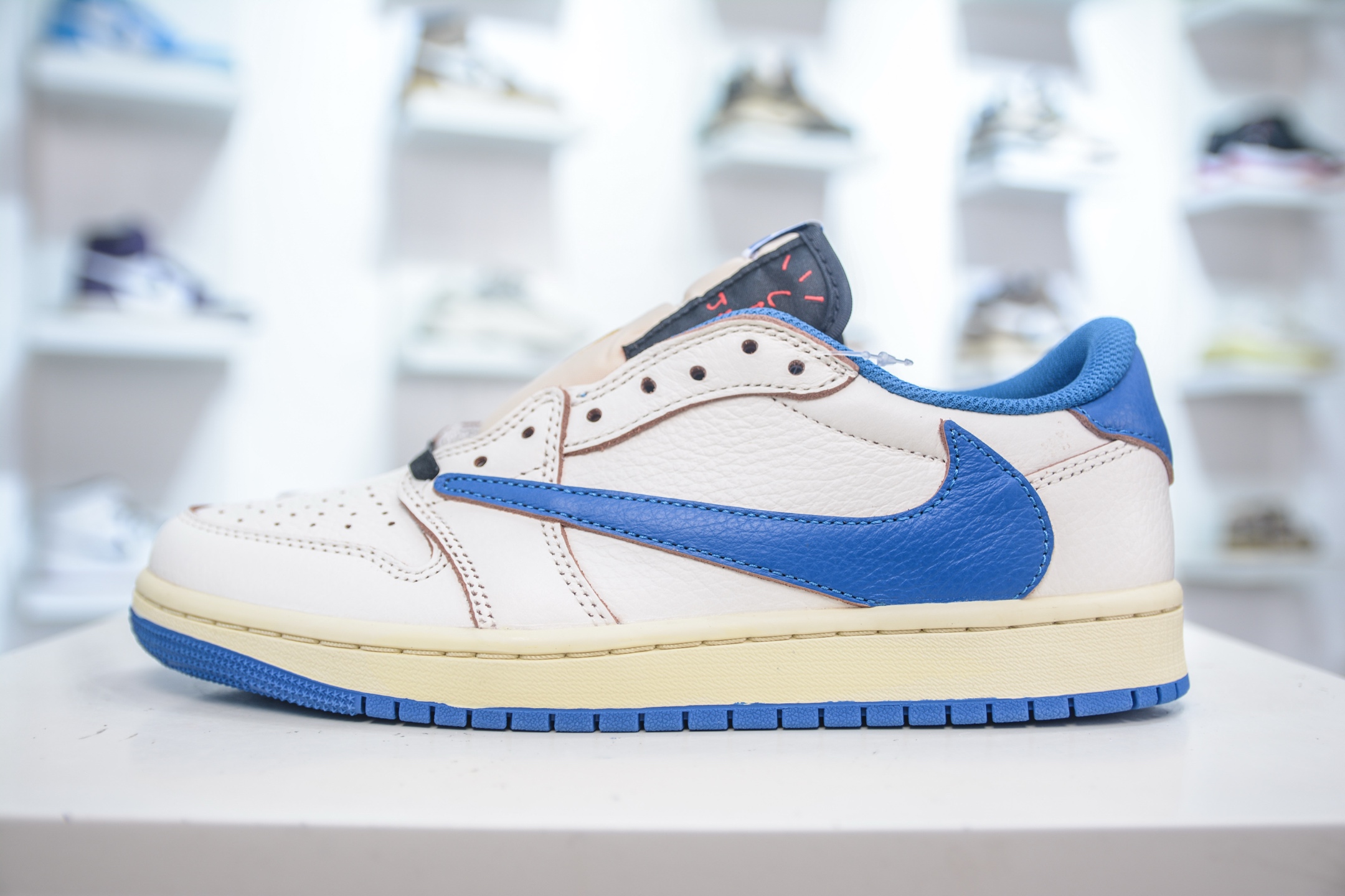 DT纯原 Travis Scott x Fragment x Air Jordan 1 Low TS联名倒钩低帮 白蓝 DM7866-104