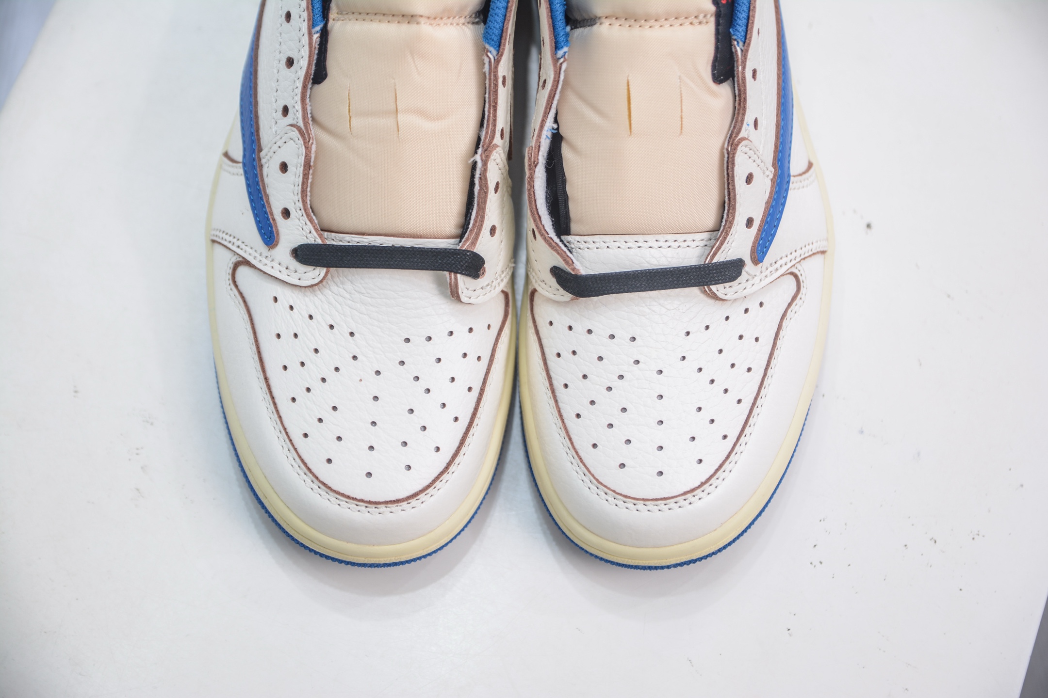 DT纯原 Travis Scott x Fragment x Air Jordan 1 Low TS联名倒钩低帮 白蓝 DM7866-104