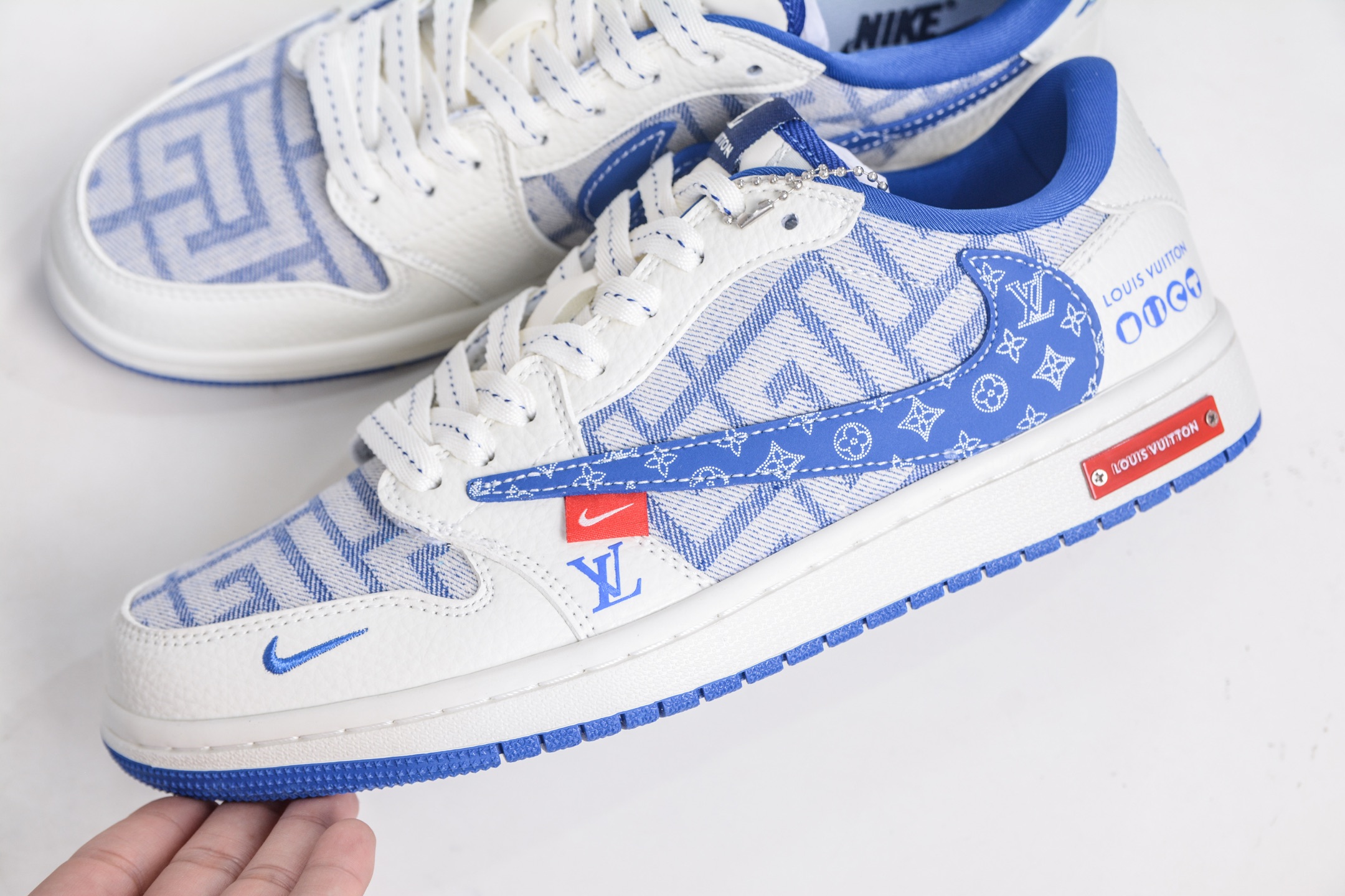 270 TS x Air Jordan x Louis Vuitton AJ1 Low 倒钩低帮LV联名-白蓝牛仔 SC0601-055