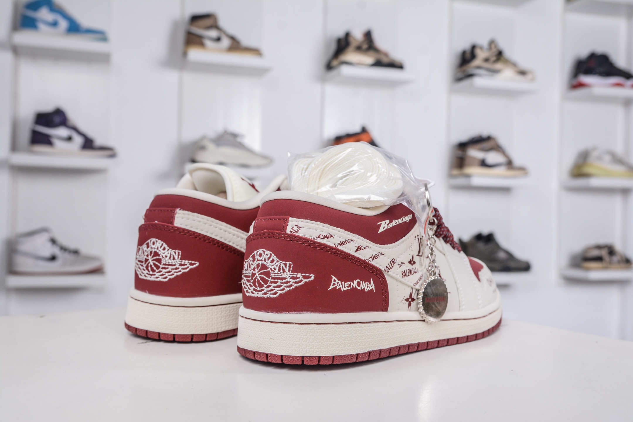 Air Jordan 1 Retro Low Balenciaga Louis Vuitton Custom White Wine Red 6 i1760979202927 3173 0 5
