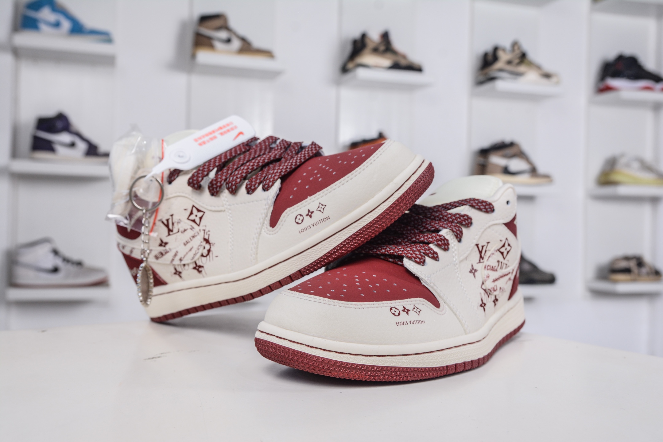 Air Jordan 1 Retro Low Balenciaga Louis Vuitton Custom White Wine Red 4 i1760979202981 6975 0 3
