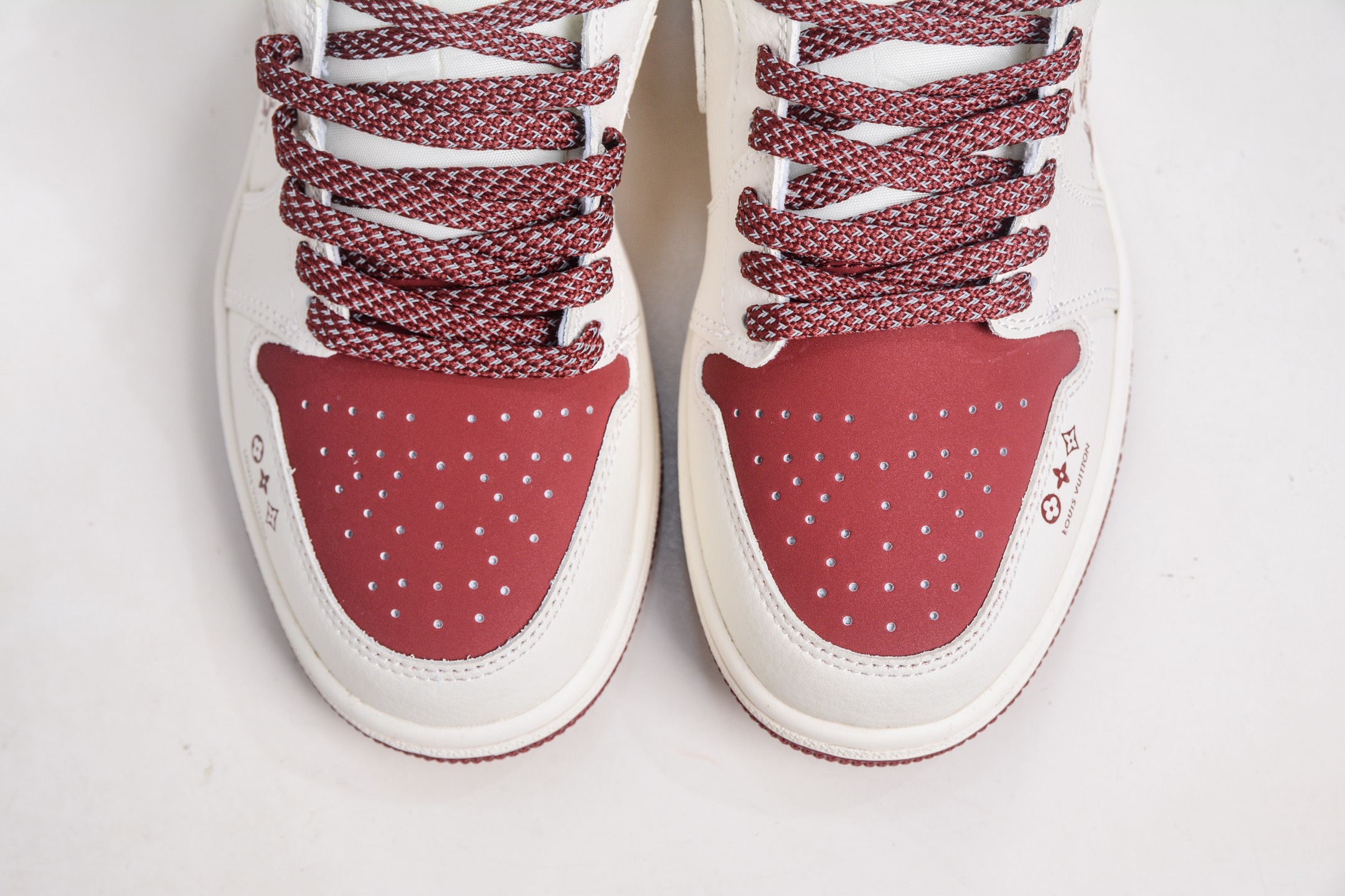 Air Jordan 1 Retro Low Balenciaga Louis Vuitton Custom White Wine Red 9 i1760979203550 7576 0 8