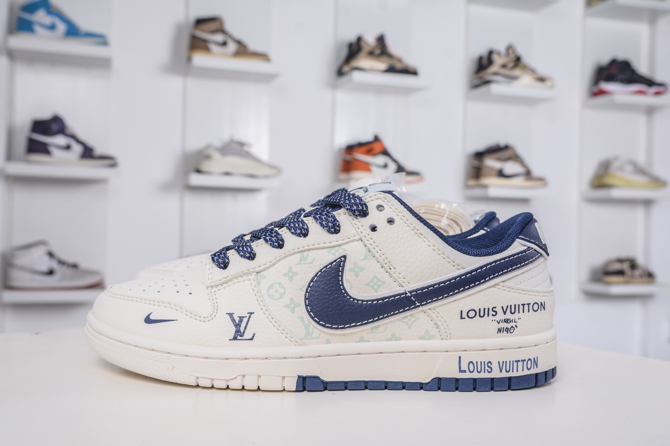 Nike SB Dunk Low x Louis Vuitton Cream/Navy Designer Sneakers 2 i1760979361815 9249 0 0