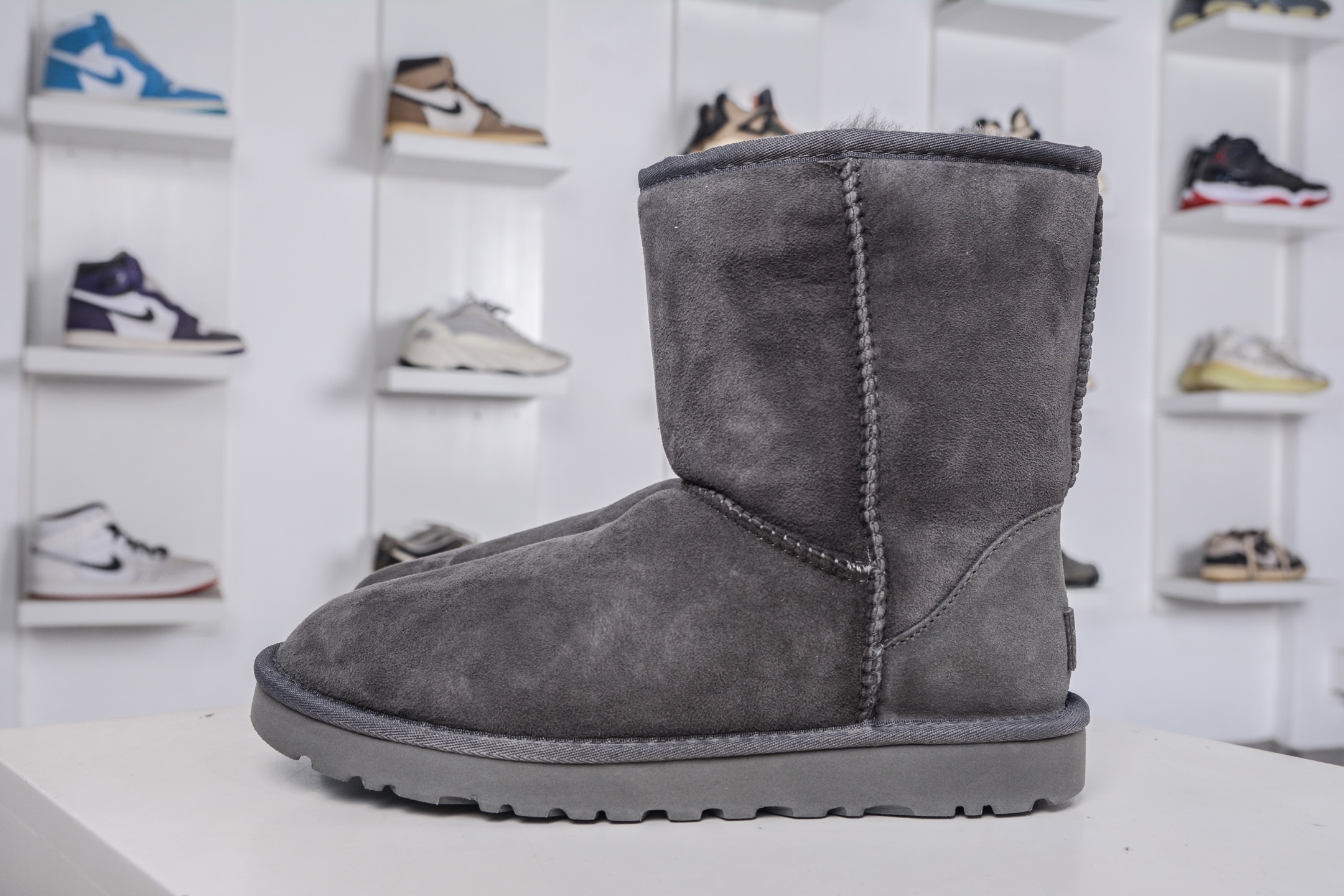 Ugg Classic Short Boot: Grey Sheepskin Women's Winter Boots, Sizes 35-40