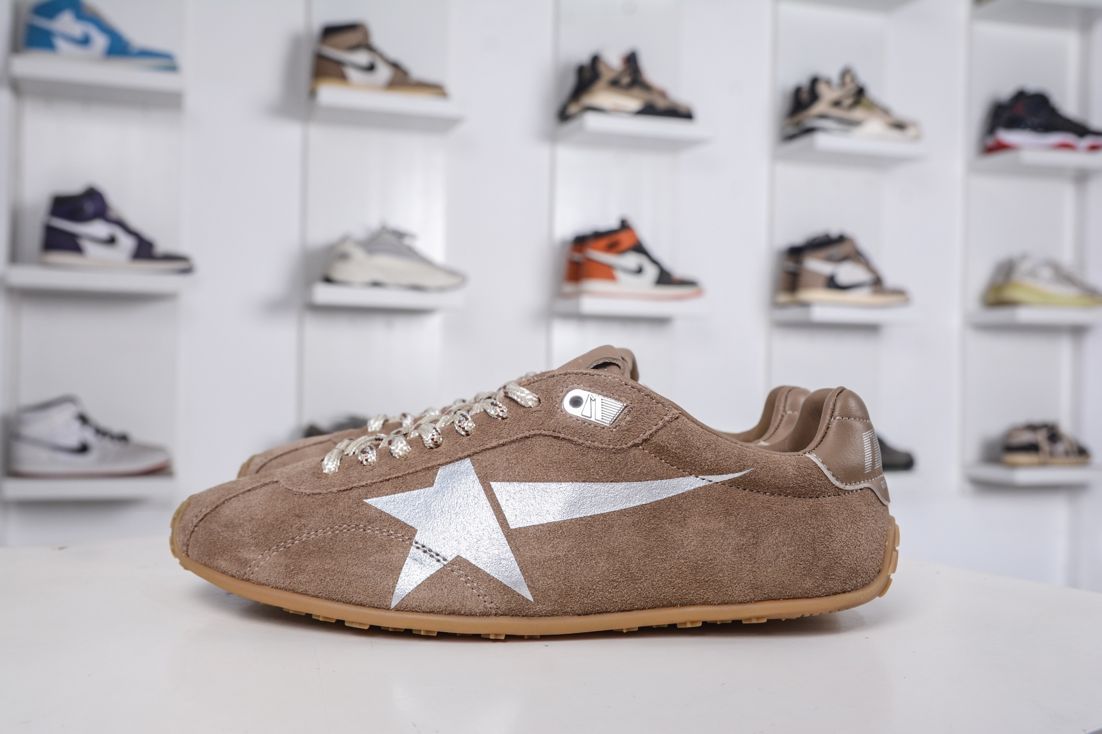 Golden Goose Marathon Speed Sneakers - Brown Suede with Silver Star