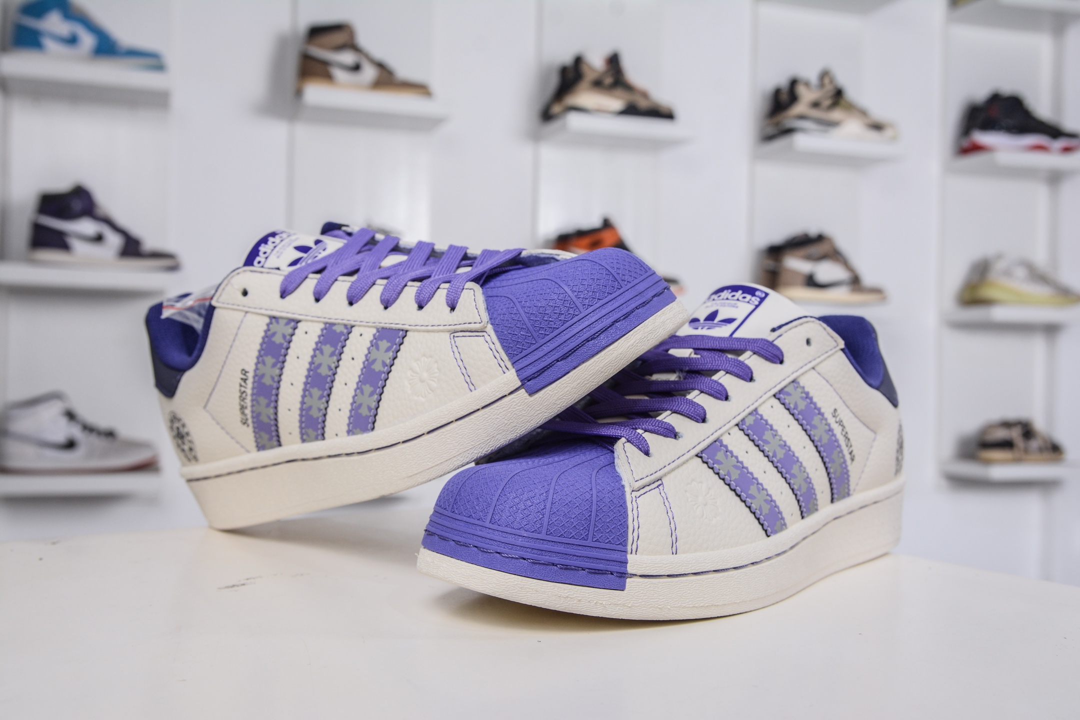 230 AD Originals Super x Chrome Hearts 白紫克罗心印花 经典复古贝壳头板鞋 DS0021