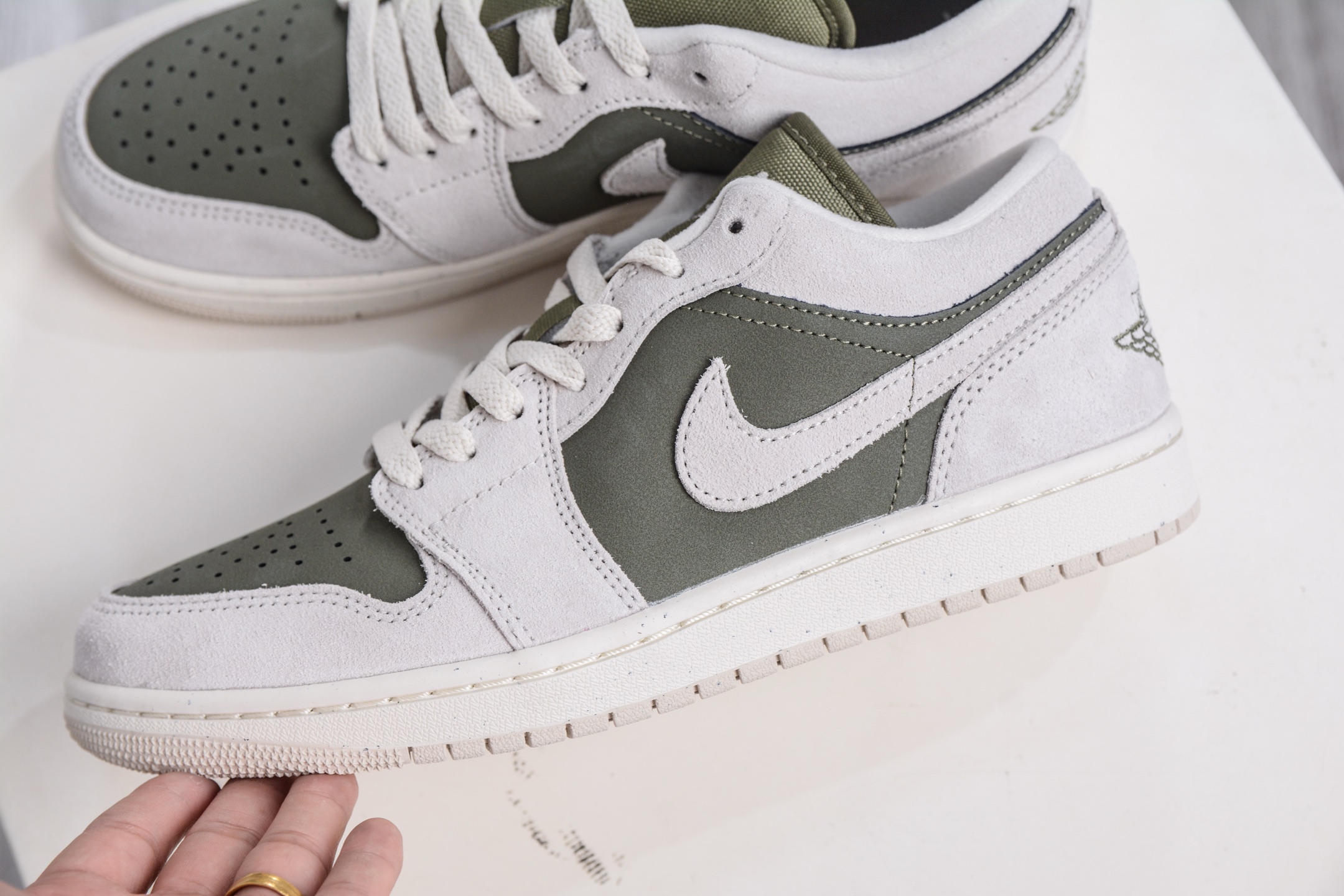 220 DT纯原 Air Jordan AJ1 Low 低帮 麂皮灰绿 HV4089-201