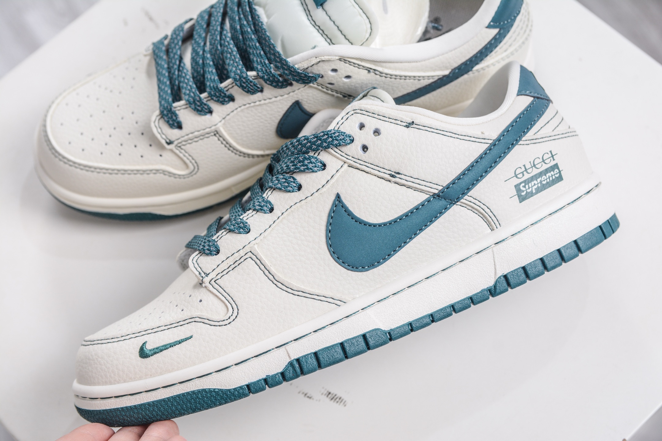 270 Nike SB Dunk Low x GUCCI x Superme 古驰SUP三方联名-米白藏青 DJ1988-003