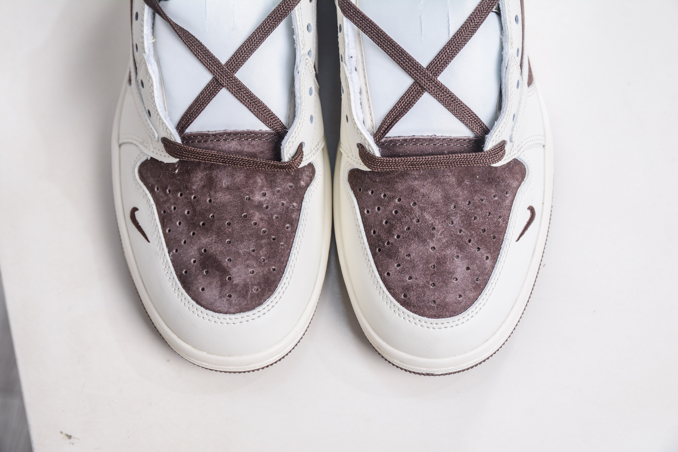 270 The North Face x Supreme x Travis Scott x Air Jordan 1 Low乔丹1代低帮倒钩北面Sup联名-米白棕 DM7866-121