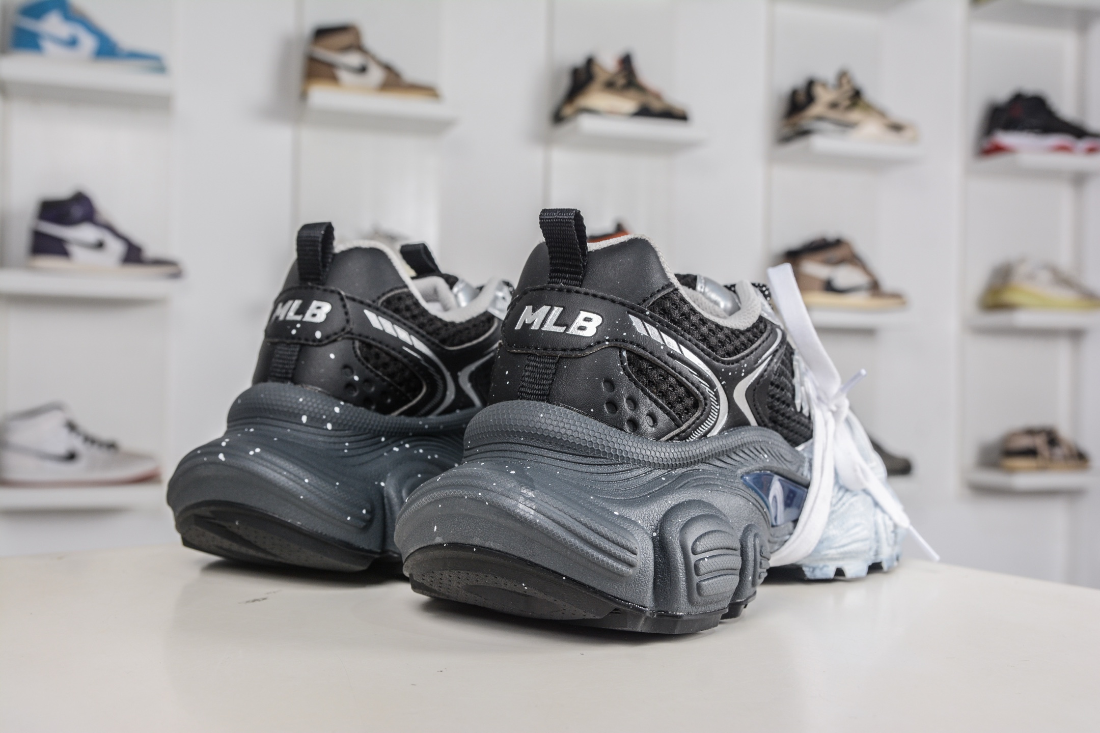 350 MLB NY 印花网红老爹跑鞋 手工定定制涂鸦恶作剧 3ASHWD15N 50BKS