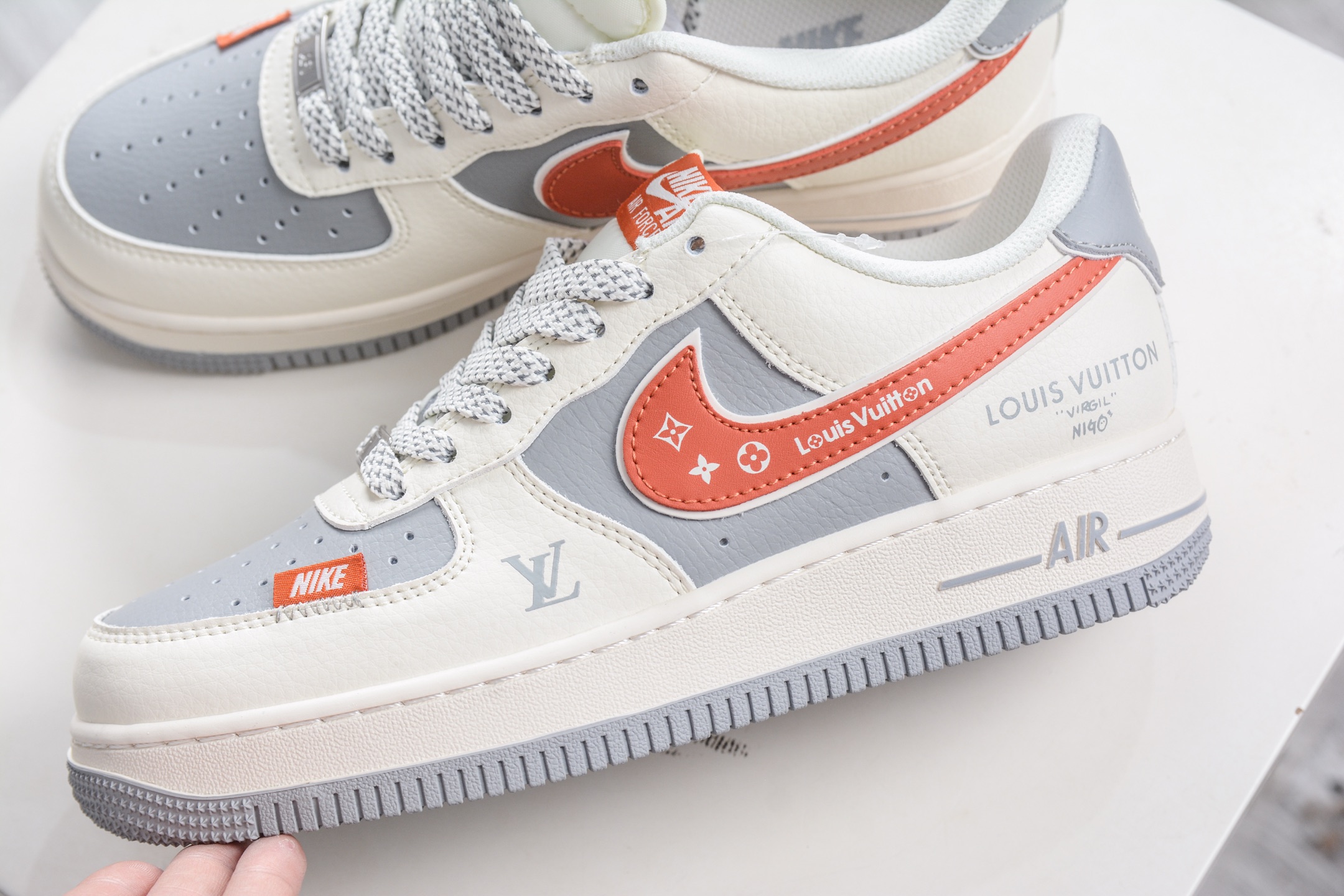 260 Nike Air Force 1 Low 07 x Louis VuittLV联名-米灰红拼接 JP8028-070