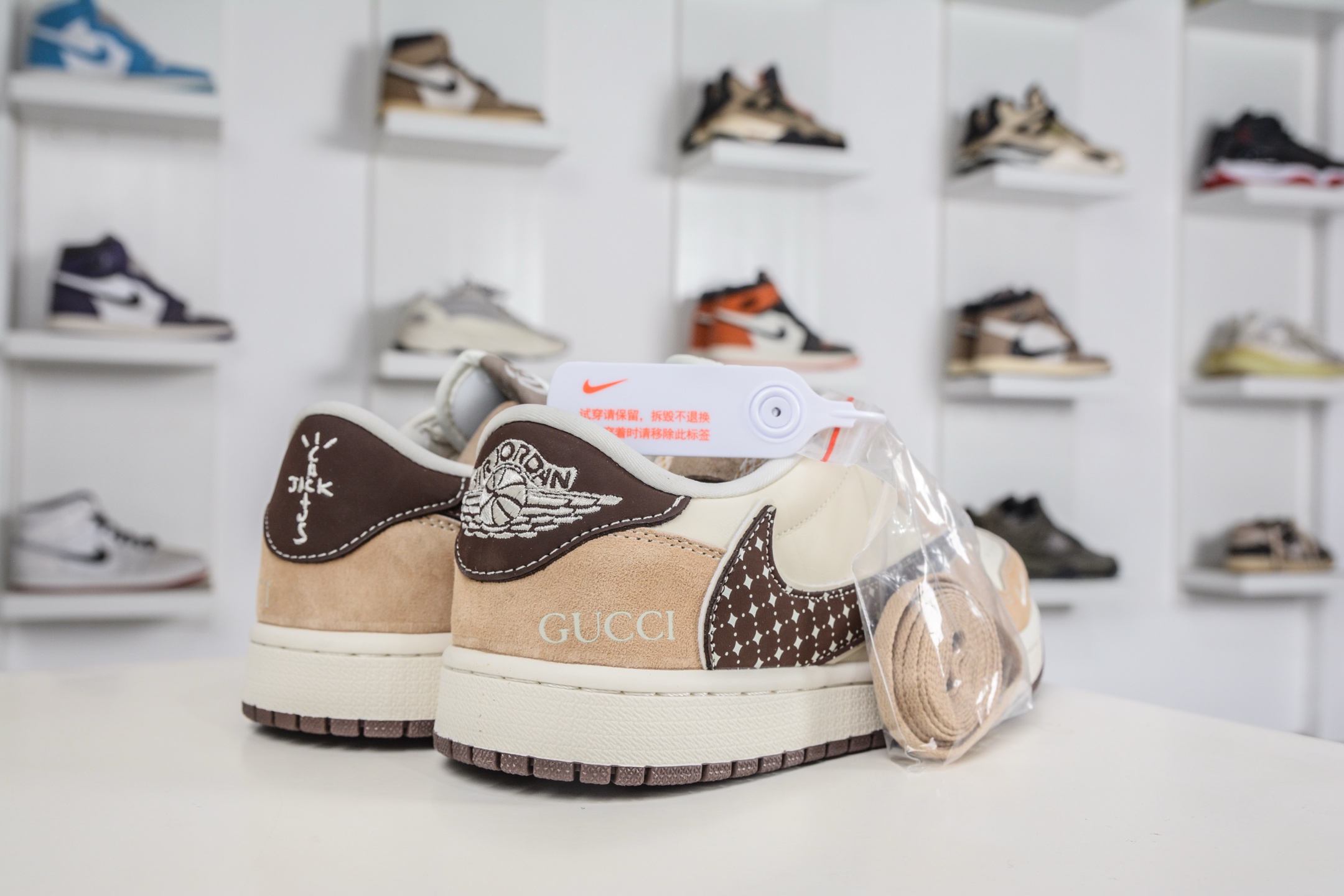 270 TS x Air Jordan x GUCCI AJ1 Low 倒钩低帮联名古驰-米棕 LD2028-075