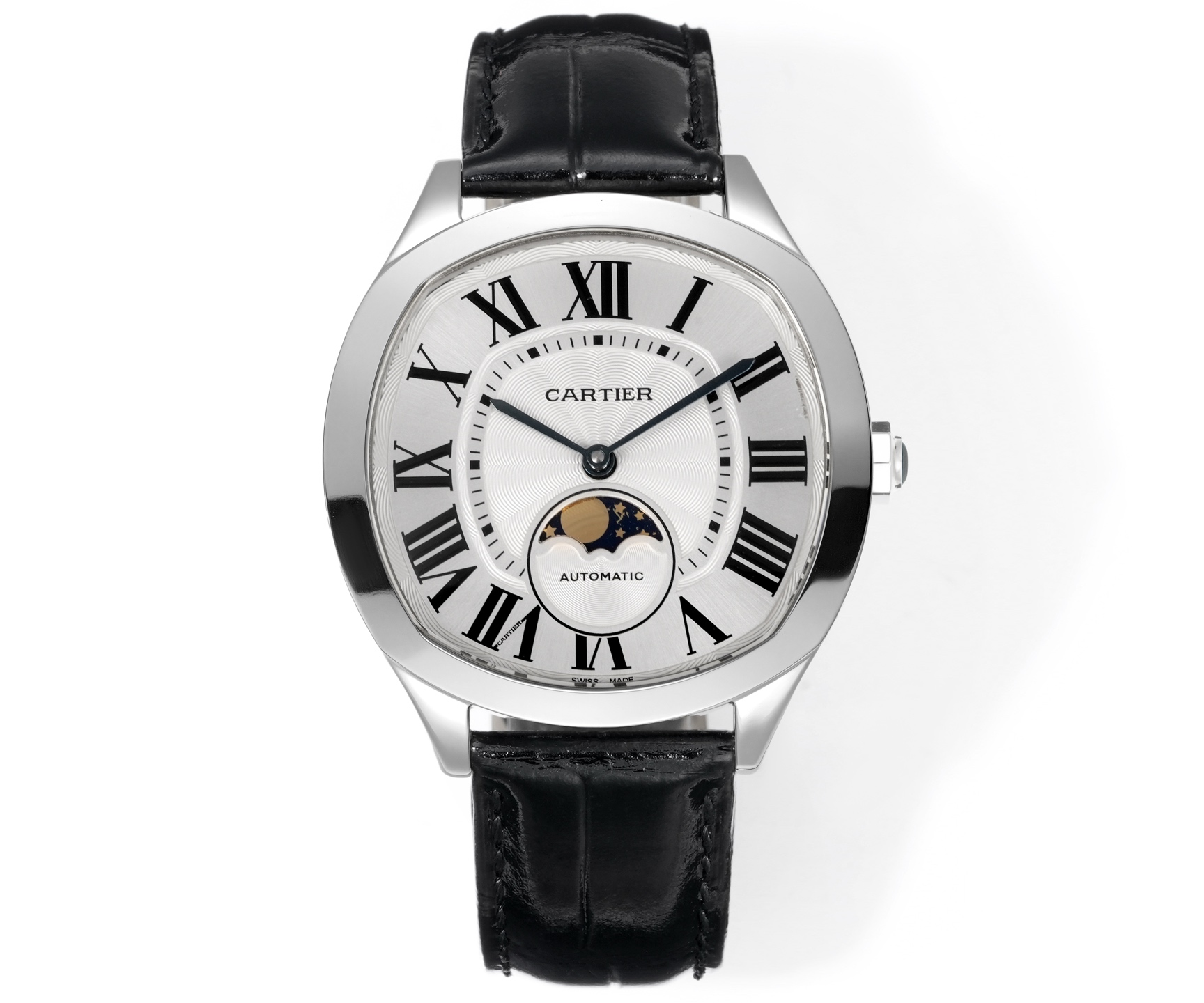 NO:726523,Cartier Drive de Cartier series watches. With an elegant and solemn pillow-shaped design and neat and generous line layout, it shows the masculine and unyielding charm of men. [Case] The watch data is 40mm  The MC movement, automatic rotor and large and small splints are all rhodium-plated. The position of the balance wheel is consistent with the original product, and the simulation is close to that of the counter. [Excellent details] 1. The original mold is exclusively purchased from the market 2. The quenched and baked blue hands are full and three-dimensional 3. The classic button lock pattern on the dial is delicate and coordinated  4. The 12 Roman logos are superimposed and printed, with a round and neat effect. They are calm and restrained, and the craftsmanship is exquisite, adding a unique atmosphere to your wrist.,,cartier,cartier19860909卡地亚Drive de Cartier系列腕表.以典雅肃穆的枕形设计搭配利落大方的线条布局,尽显男儿阳刚不屈的魅力.【表壳】腕表数据40mmX41mmX12.5mm,独特的枕形表壳做工一流,蓝宝石玻璃明朗饱满的弧形线条复刻到位.精益求精,为广大表友还原最接近原版的体验.【技术突破】原厂Cal.1904-S MC机芯,自动陀和大小夹板均有做镀铑处理,摆轮的位置与正品吻合,仿真度直逼专柜.【精彩细节】1.市场独家购入原装开模 2.淬火烤蓝指针饱满立体 3.表盘的经典钮锁饰纹细腻协调 4.12只罗马标识采用叠加印刷,效果圆润工整.沉稳内敛,工艺精湛,为您的腕间增添一份别致的气息.,,cartier,cartier,Watch