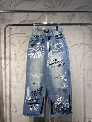 Balenciaga Clothing Jeans Top quality Fake Blue Doodle Unisex Denim Spring/Summer Collection