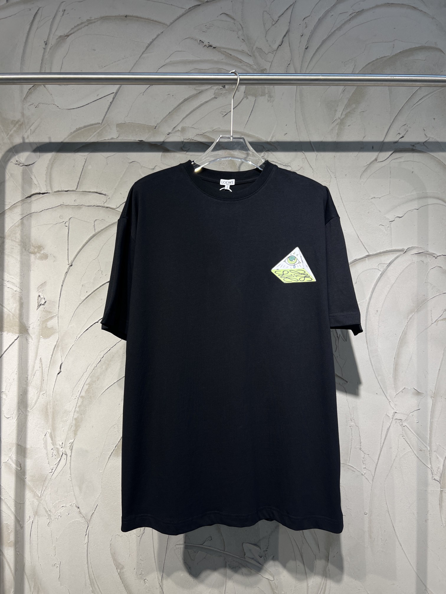 🅿️100 LOEWE Nuevo Loewe 24Ss Camiseta de ojo de pirámide, tejido de algodón puro de doble hilo, teñido a juego, proces…