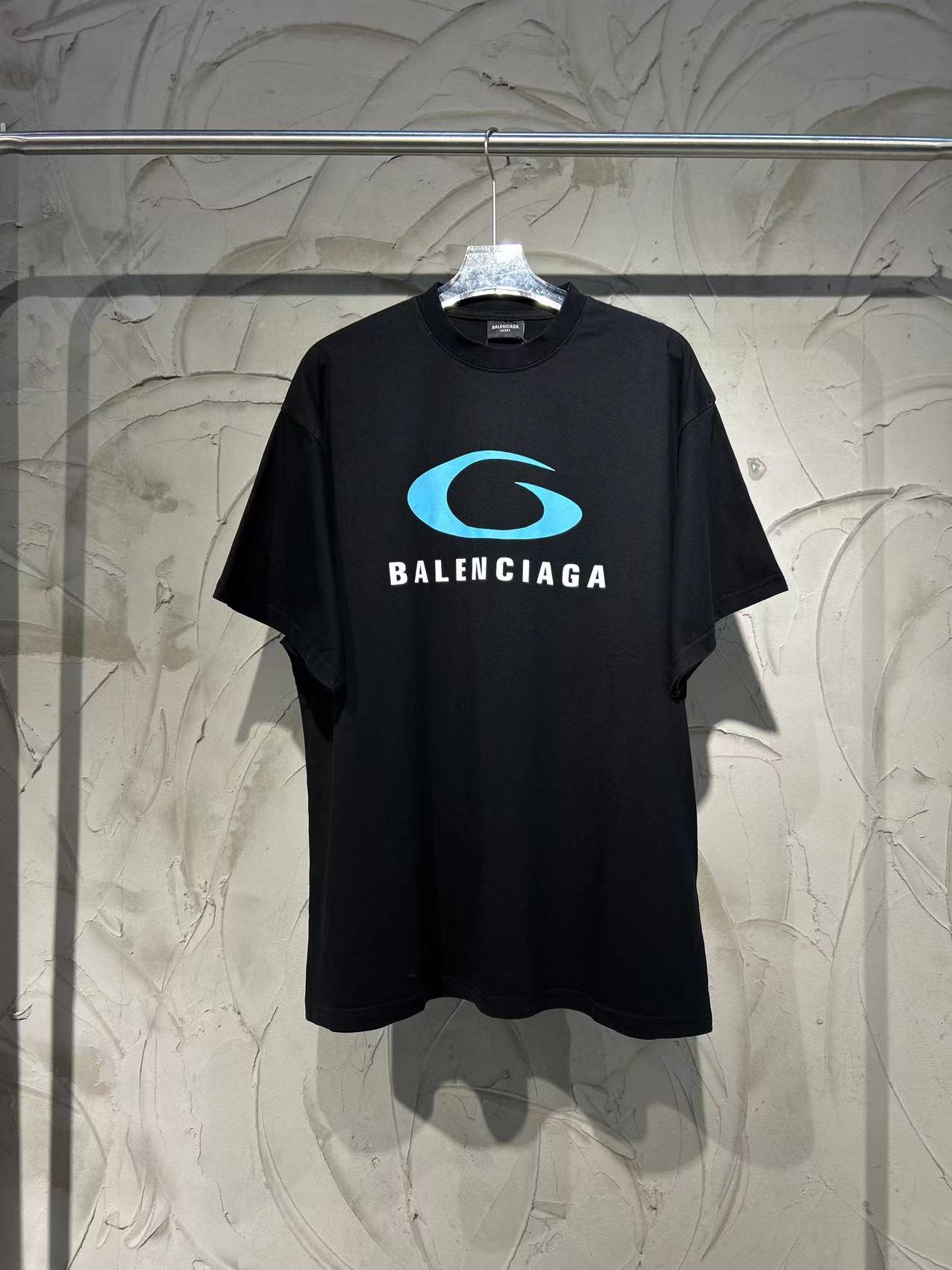 Balenciaga Kleidung T-Shirt Schwarz Blau Grau Weiß Drucken Unisex Stricken Vintage Kurzarm