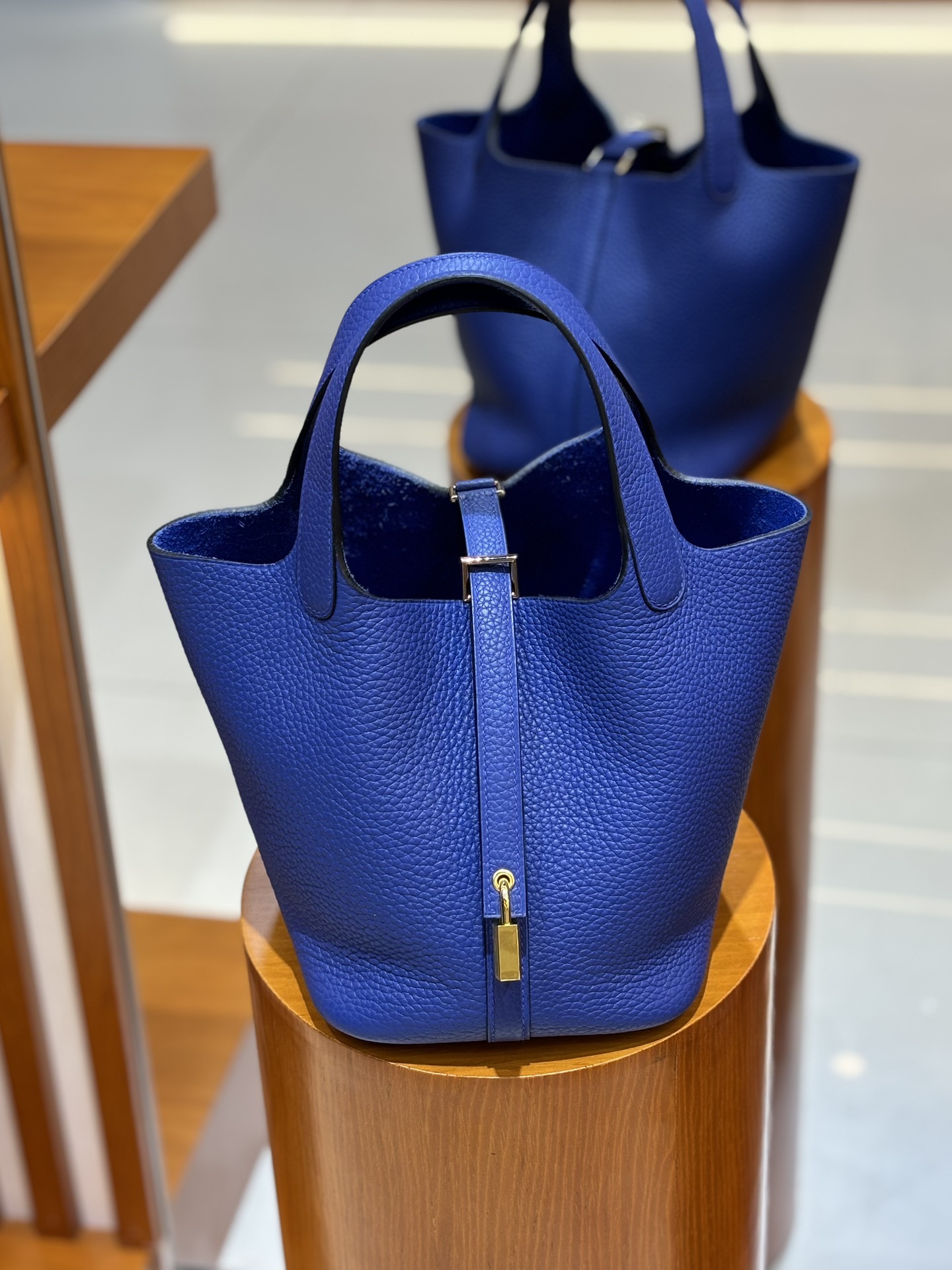 Hermes Style Blue Leather Bag Lookbook Reference image 1