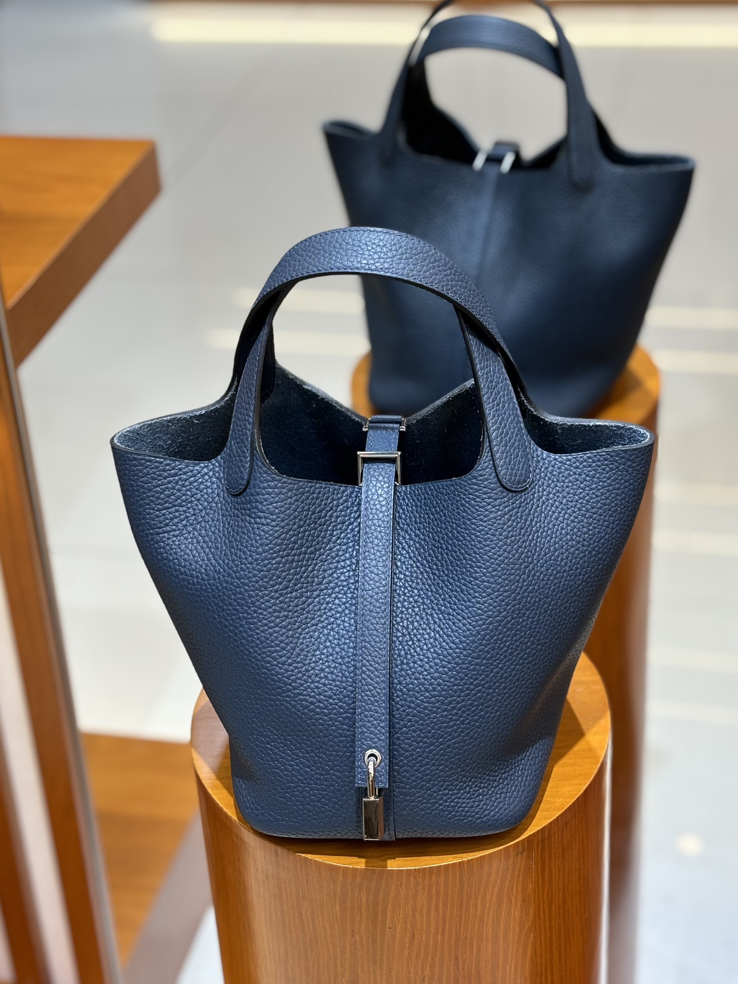 Hermes Style Blue Leather Bag Lookbook Reference image 1
