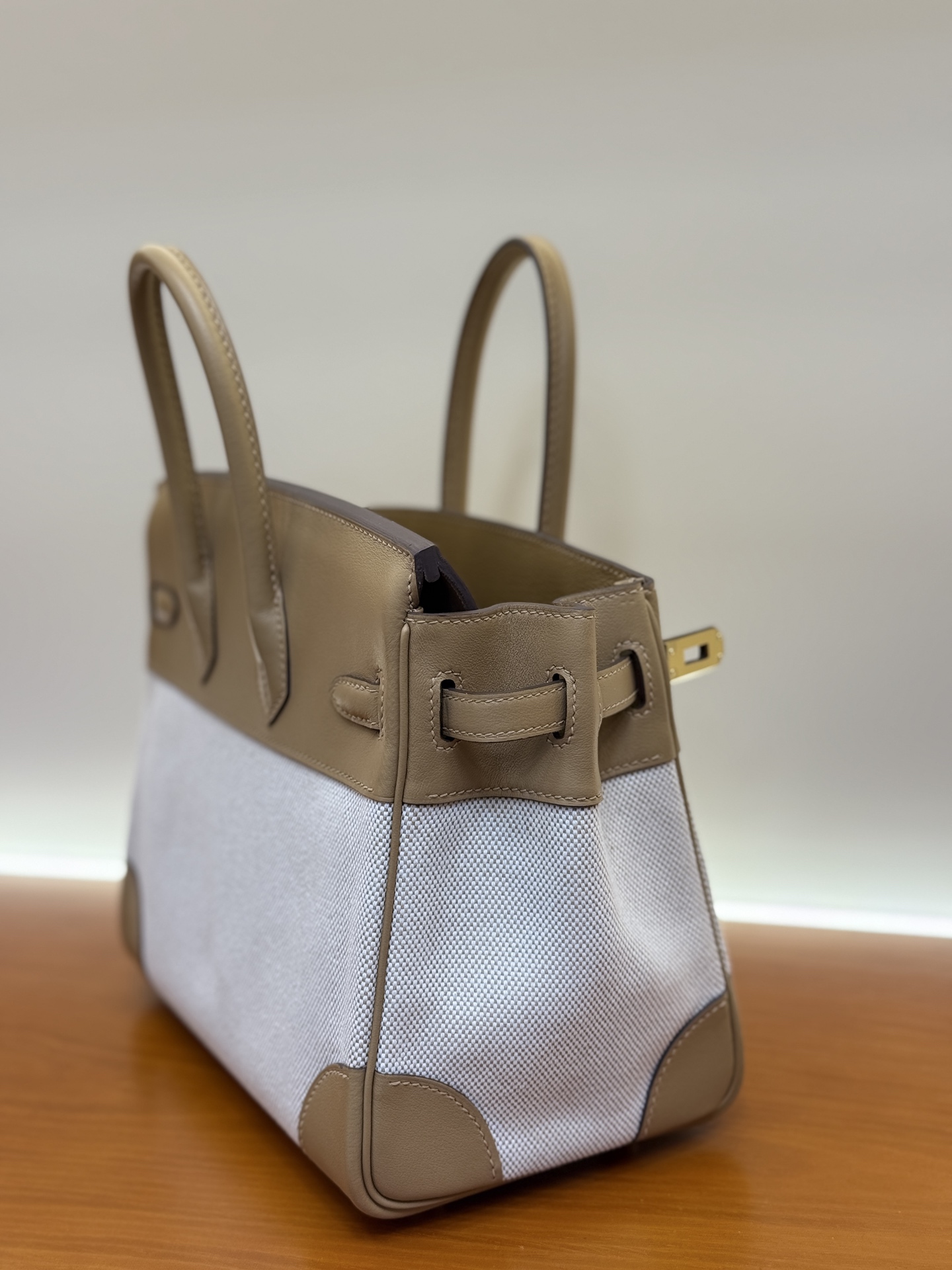 Hermès Birkin 25/30cm Pre-owned Swift Leather & Canvas Bag - Milk Tea 7 i1743579451506 7079 0 9
