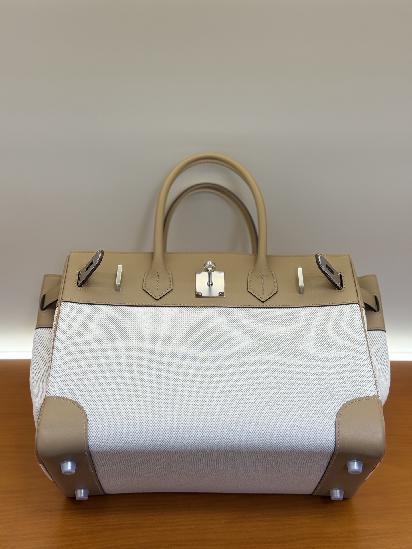 Hermès Birkin 25/30cm Pre-owned Swift Leather & Canvas Bag - Milk Tea 6 i1743579582693 4826 0 4