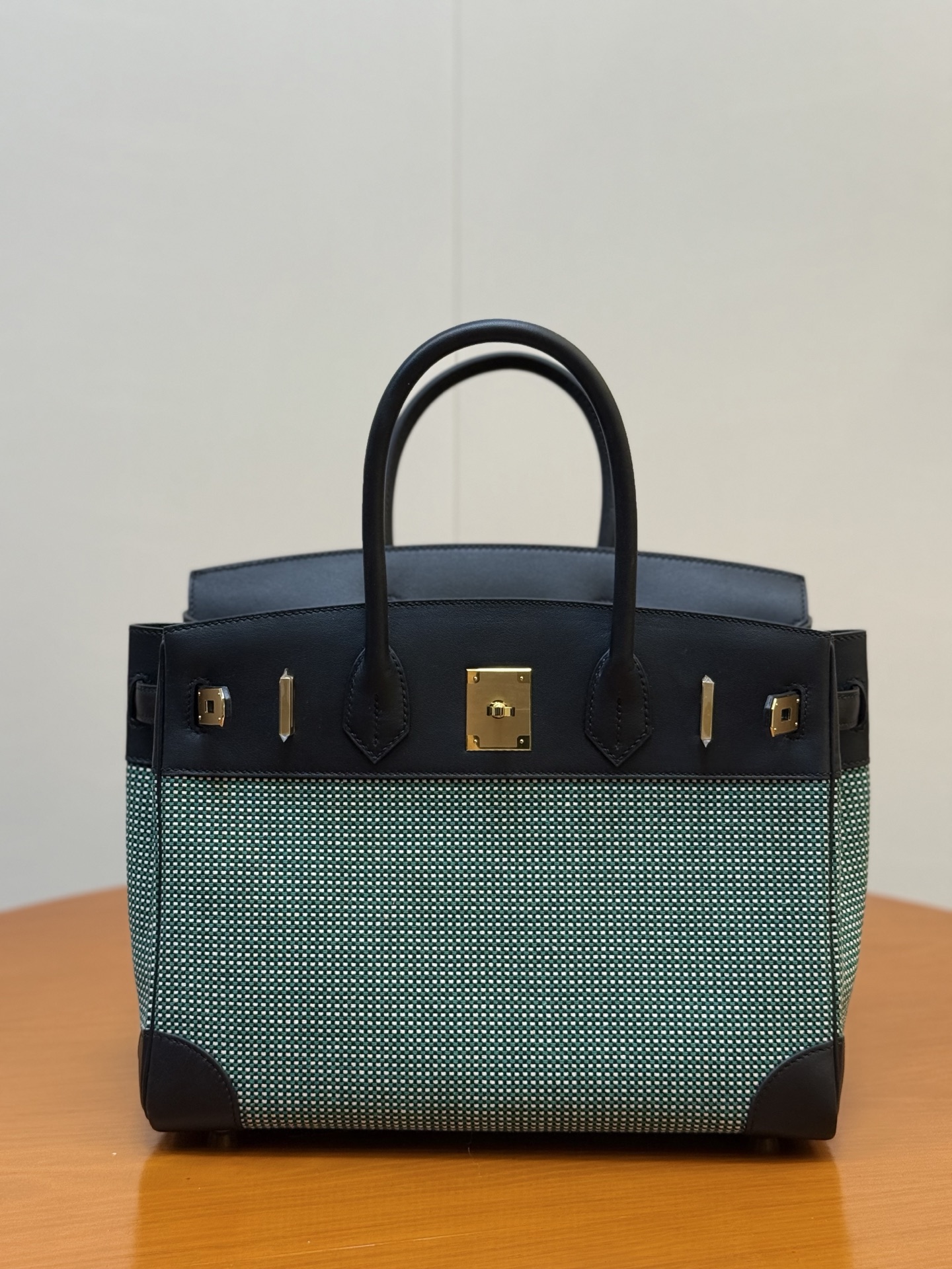 Birkin 30cm Mint Green Waffle Canvas & Swift Leather Gold Hardware Bag 2 i1753330323562 5796 0 4