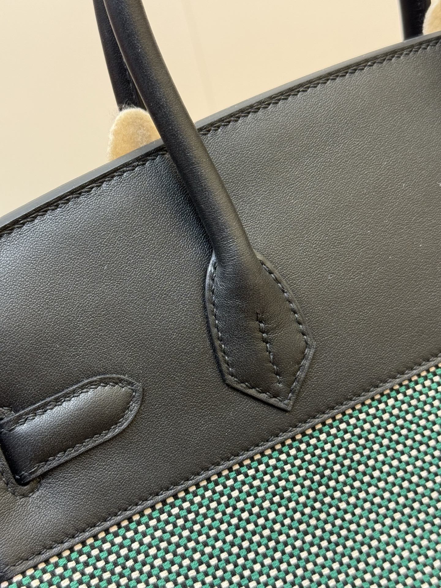 Birkin 30cm Mint Green Waffle Canvas & Swift Leather Gold Hardware Bag 9 i1753330323591 5123 0 6