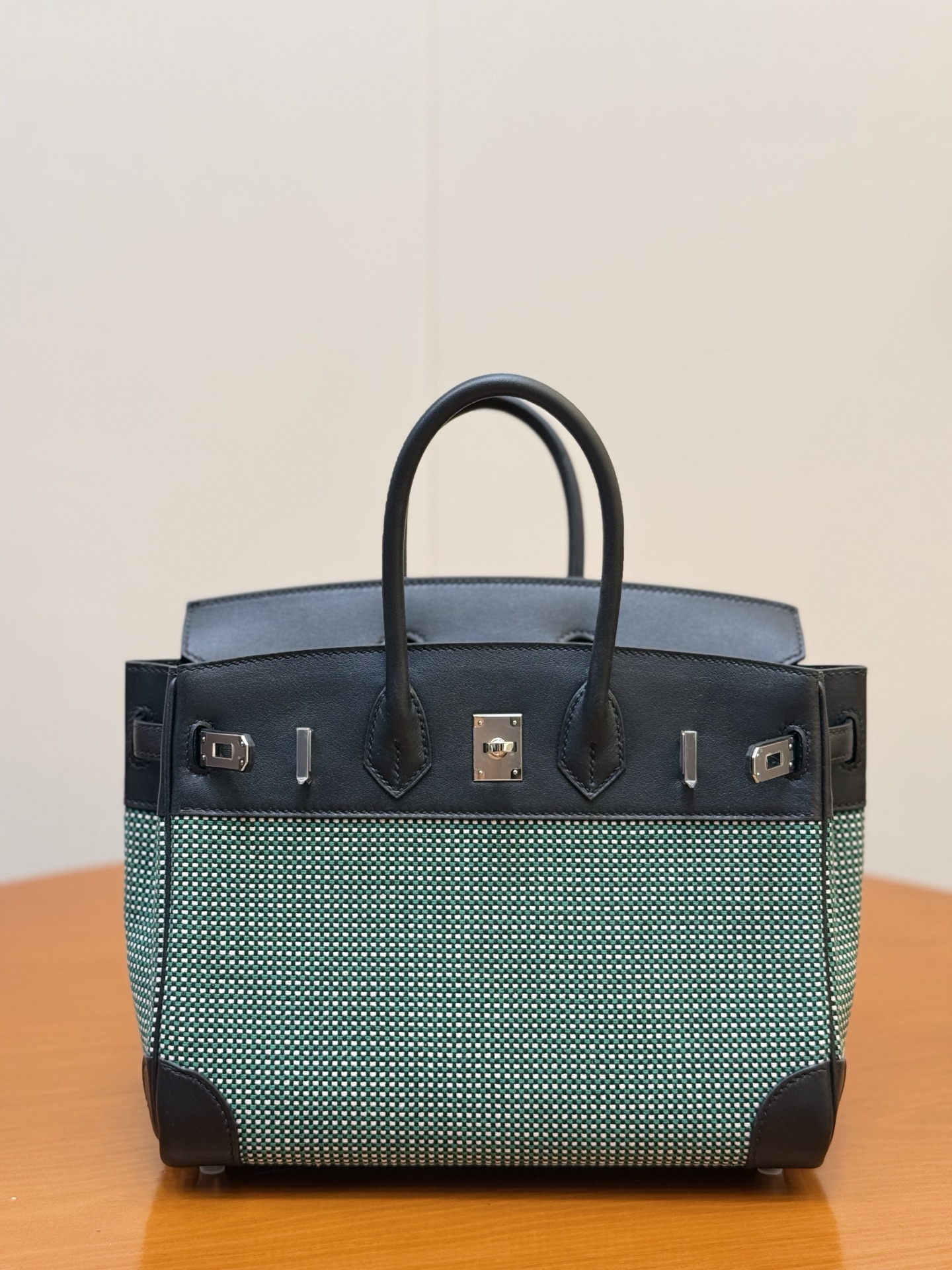 Hermès Birkin 25cm Mint Green Waffle Canvas Bag with Silver Hardware 3 i1753330382117 7662 0 1
