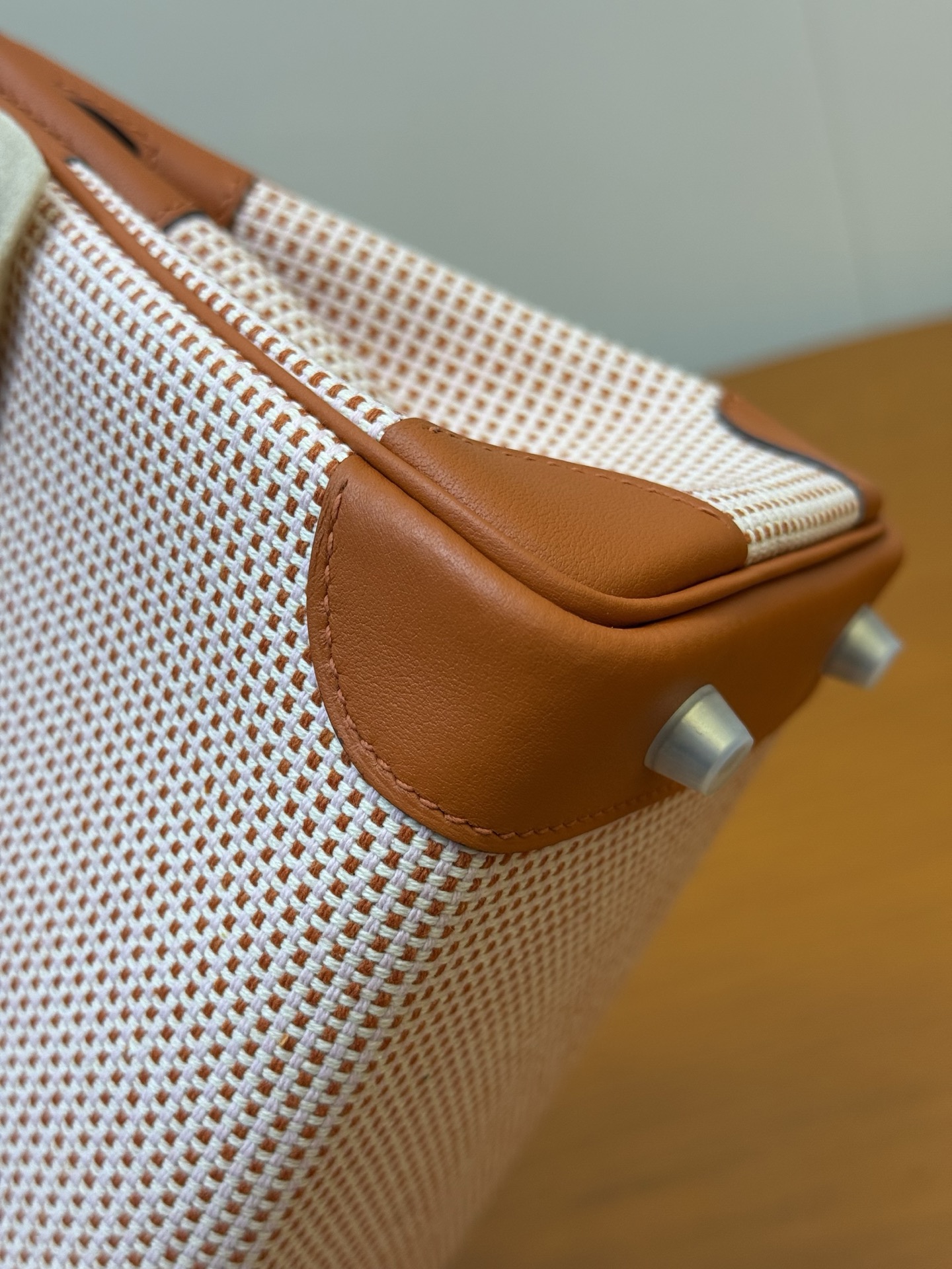 Birkin 25cm Pumpkin Orange Swift Leather & Waffle Canvas Handbag 8 i1753330622206 256 0 5