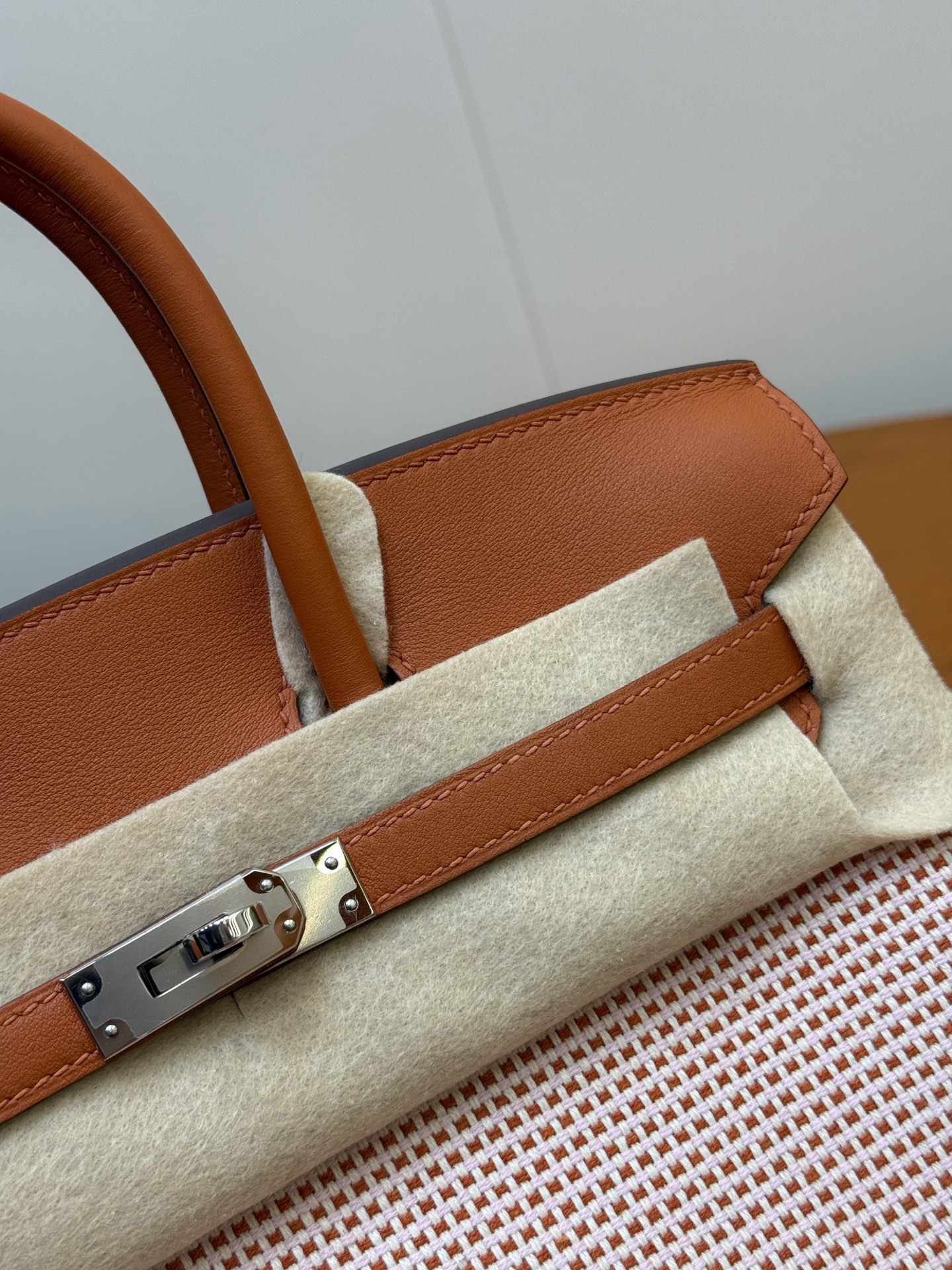 Birkin 25cm Pumpkin Orange Swift Leather & Waffle Canvas Handbag 7 i1753330624184 4413 0 4